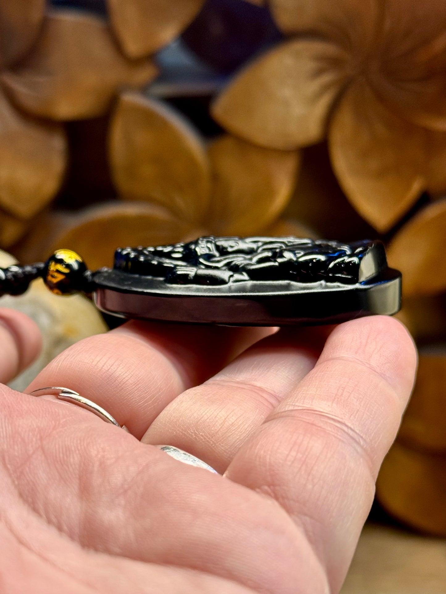 Collier Ganesh en obsidienne noire 2