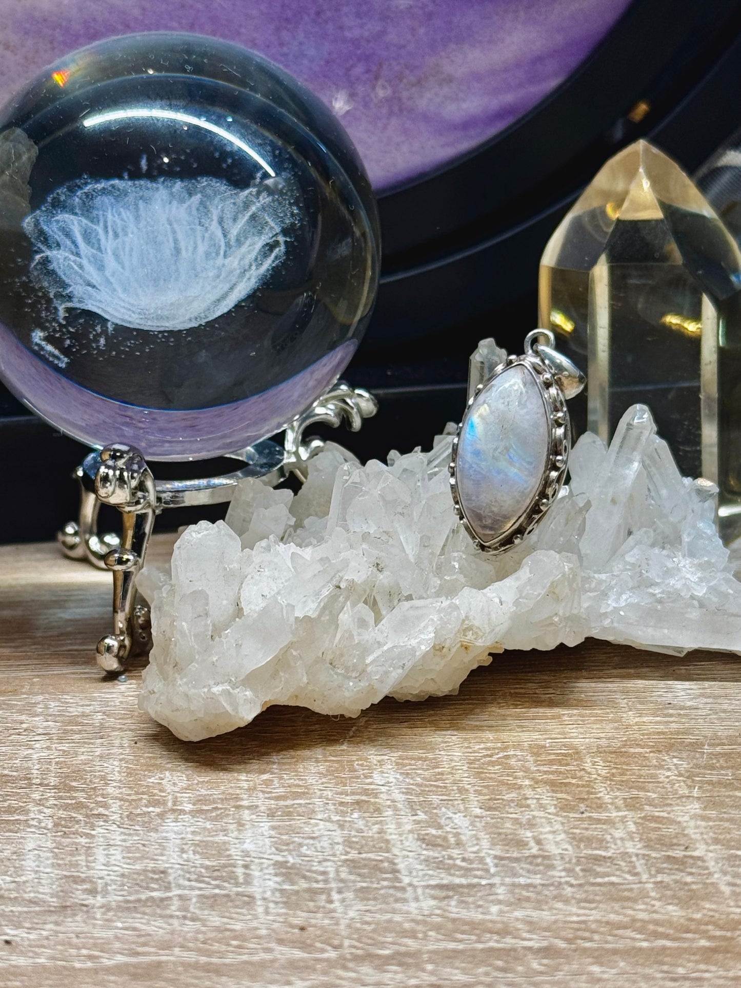 Pendentif de Pierre de Lune Arc-en-ciel