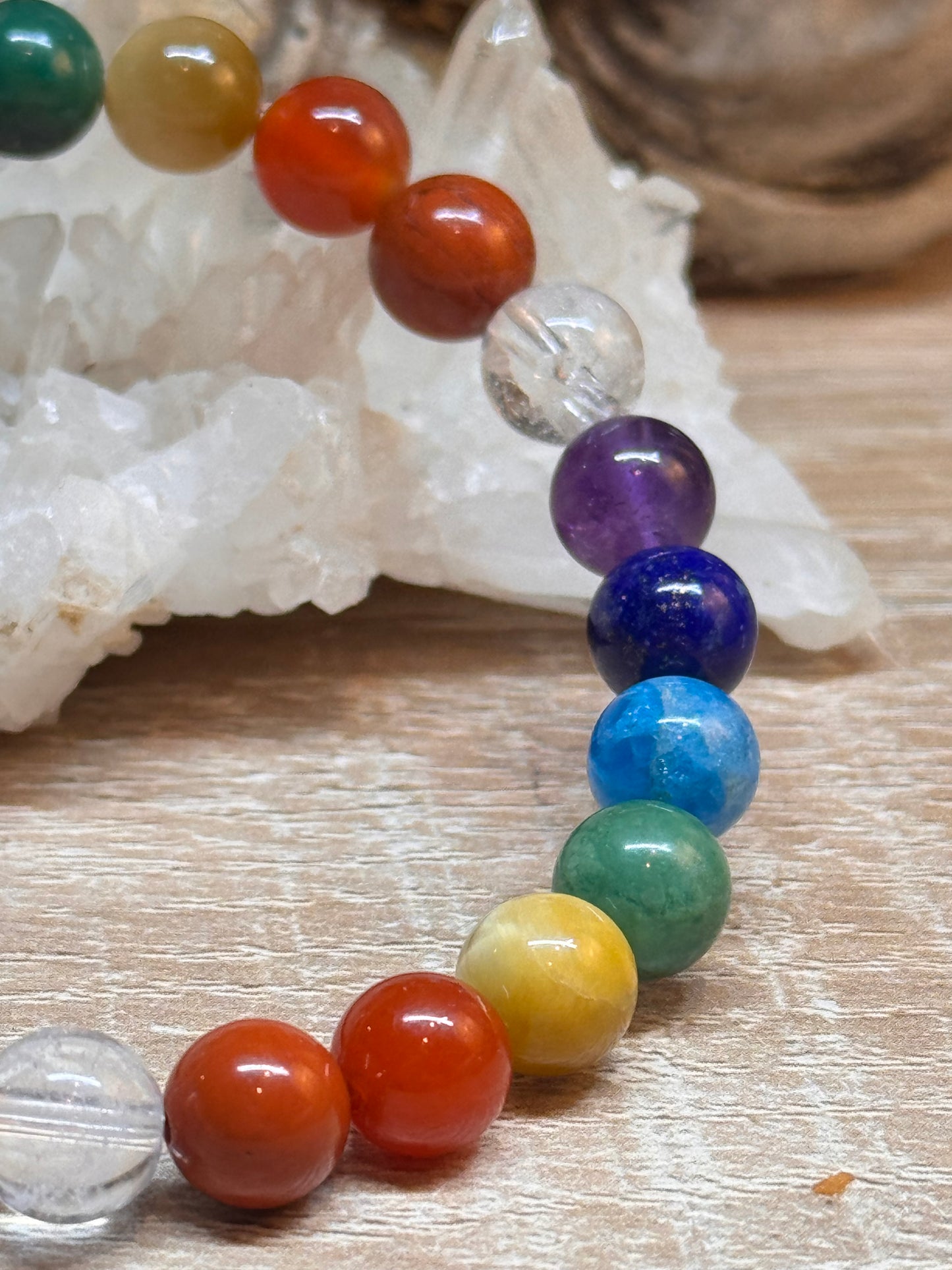 Bracelet 7 chakras perles 6 ou 8mm