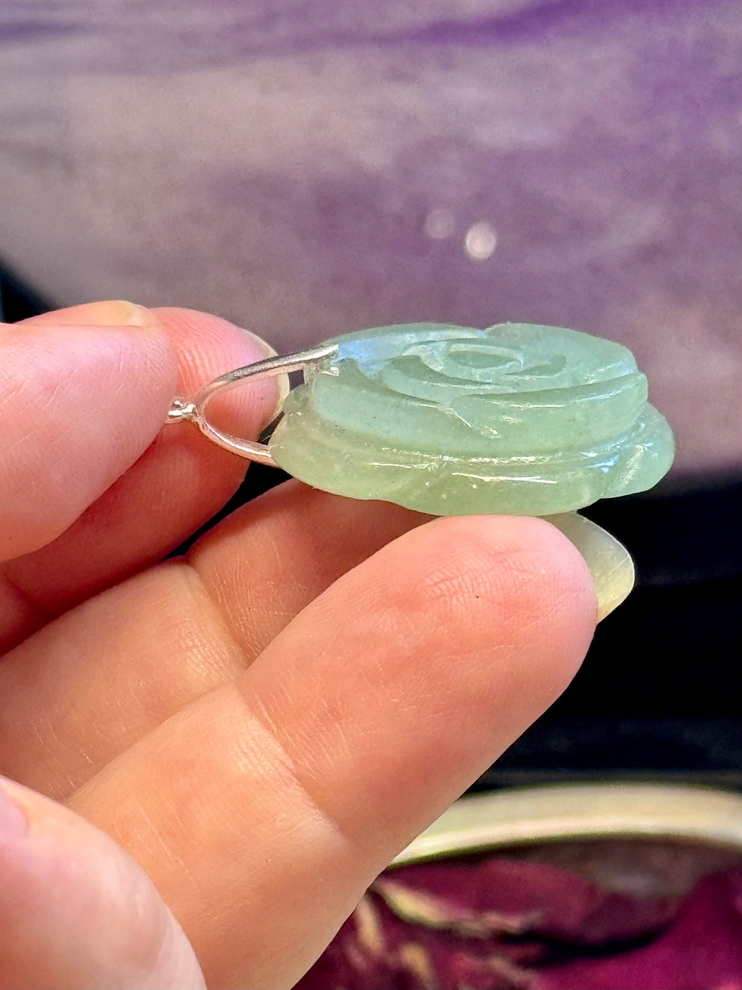 Pendentif de rose Aventurine verte