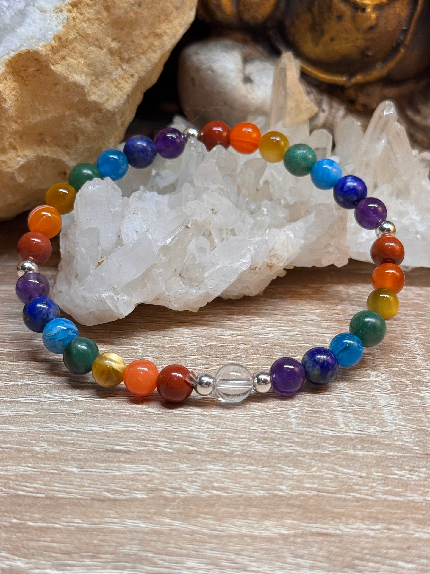 Bracelet 7 chakras perles 6 ou 8mm