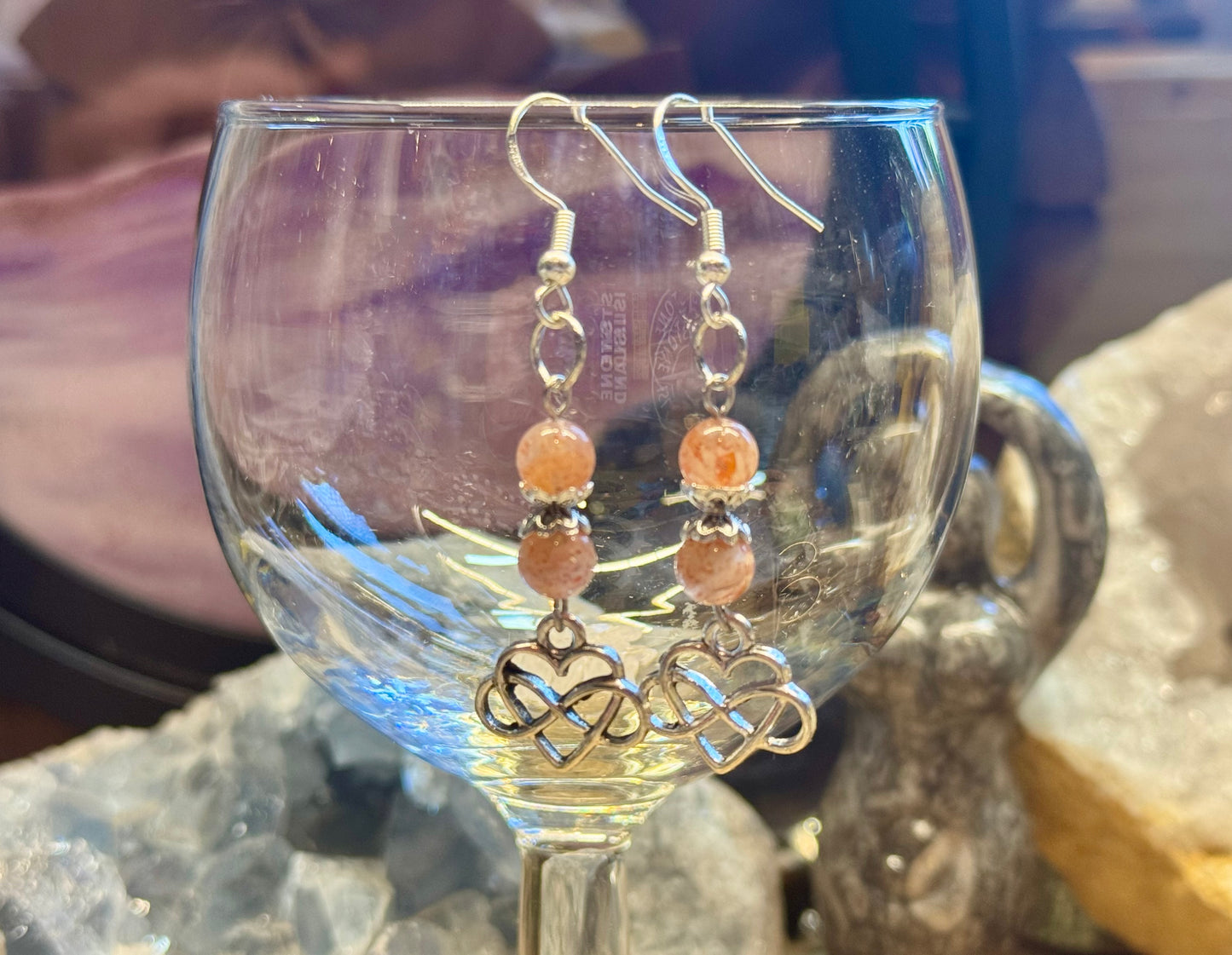 Boucles d’oreilles Pierre du Soleil et Amour Infini