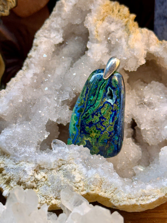 Pendentif d’azurite malachite