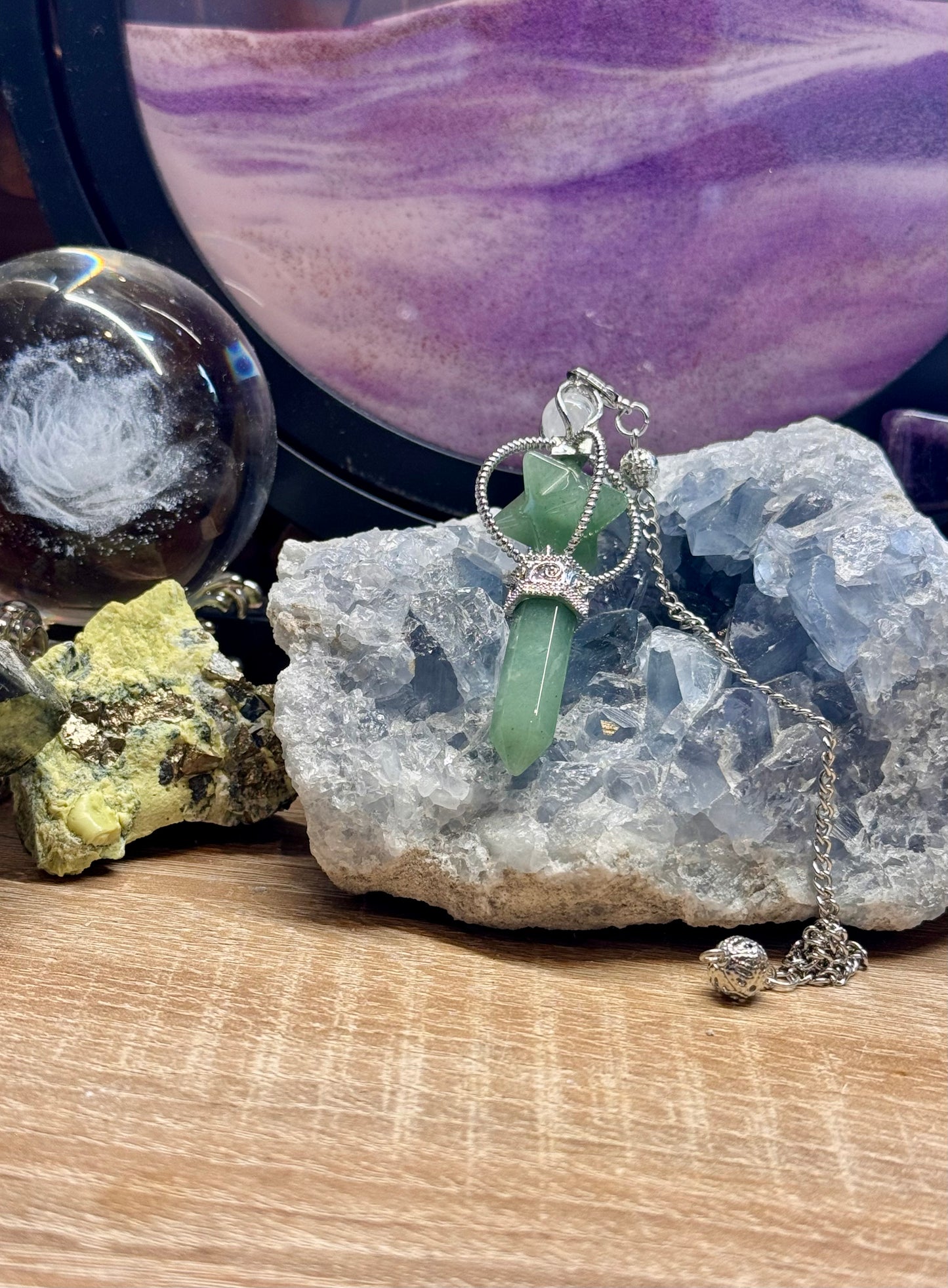 Pendule en Aventurine verte - Pointe et Merkaba