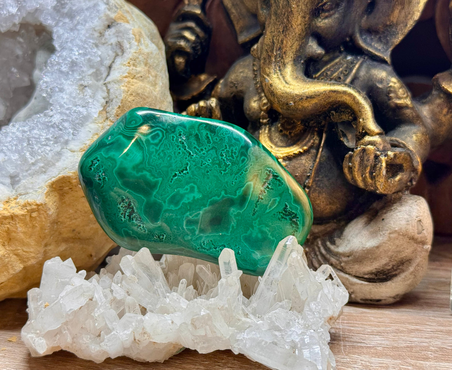 Plaque polie de malachite polie