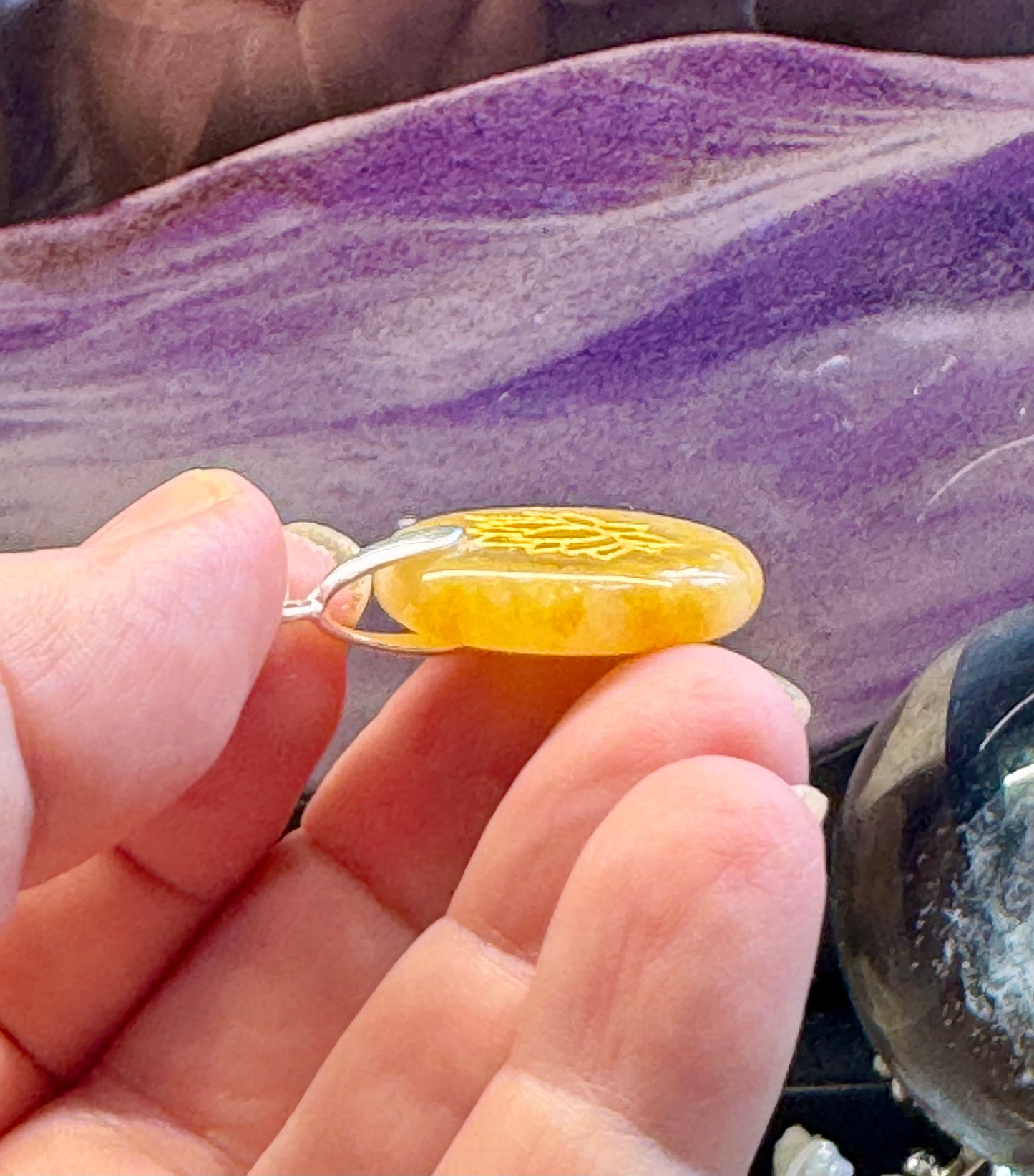 Pendentif en Aventurine Jaune et Sceau de Métatron