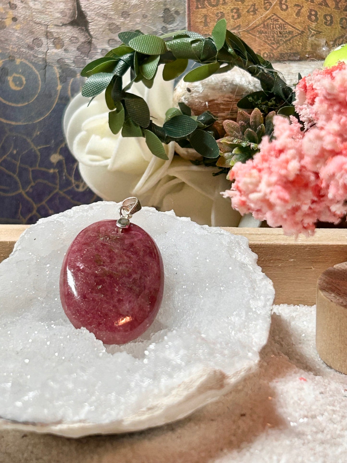 Pendentif de rhodonite rose