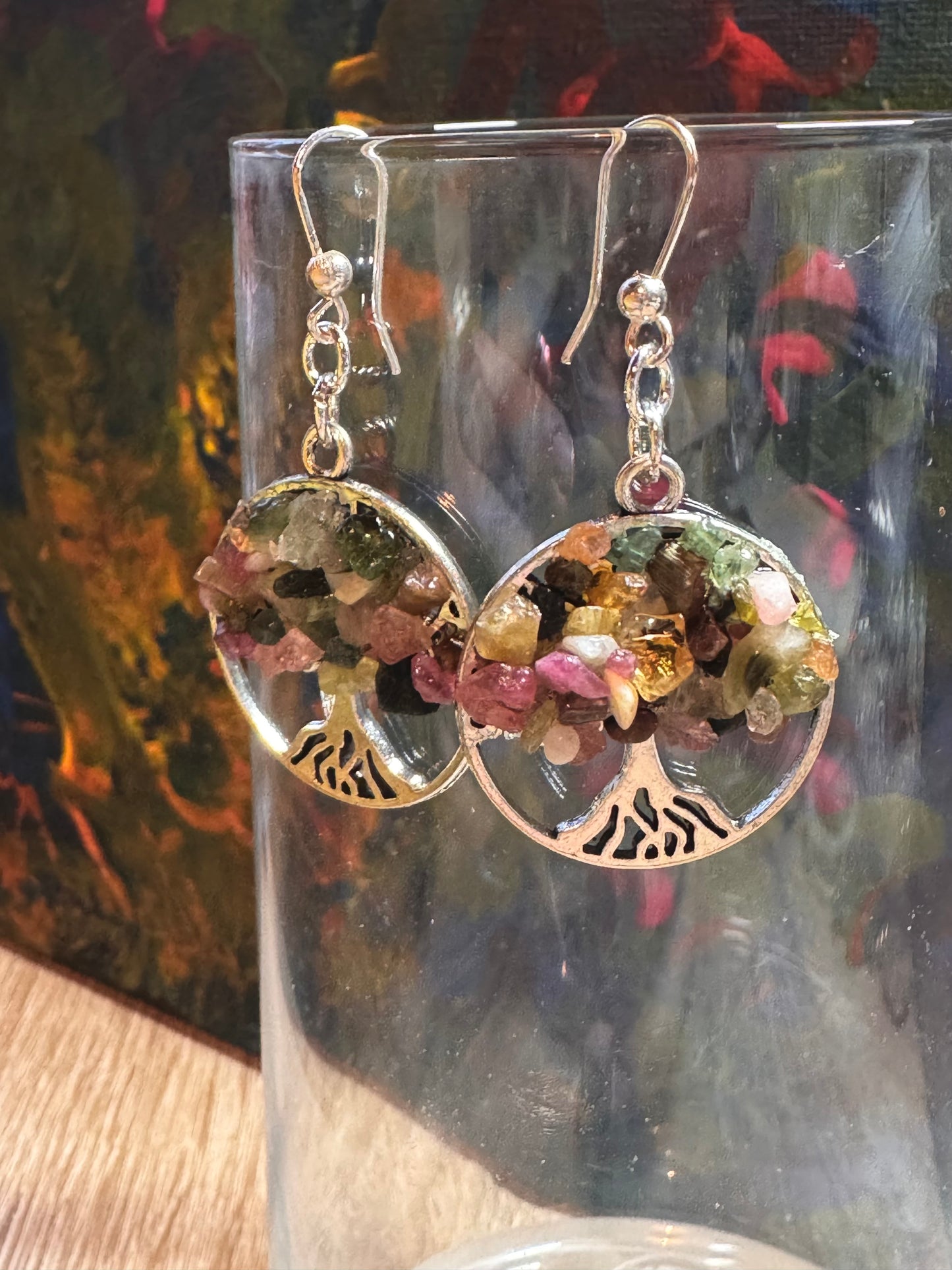 Boucles d’oreilles argent Tourmaline multicolore