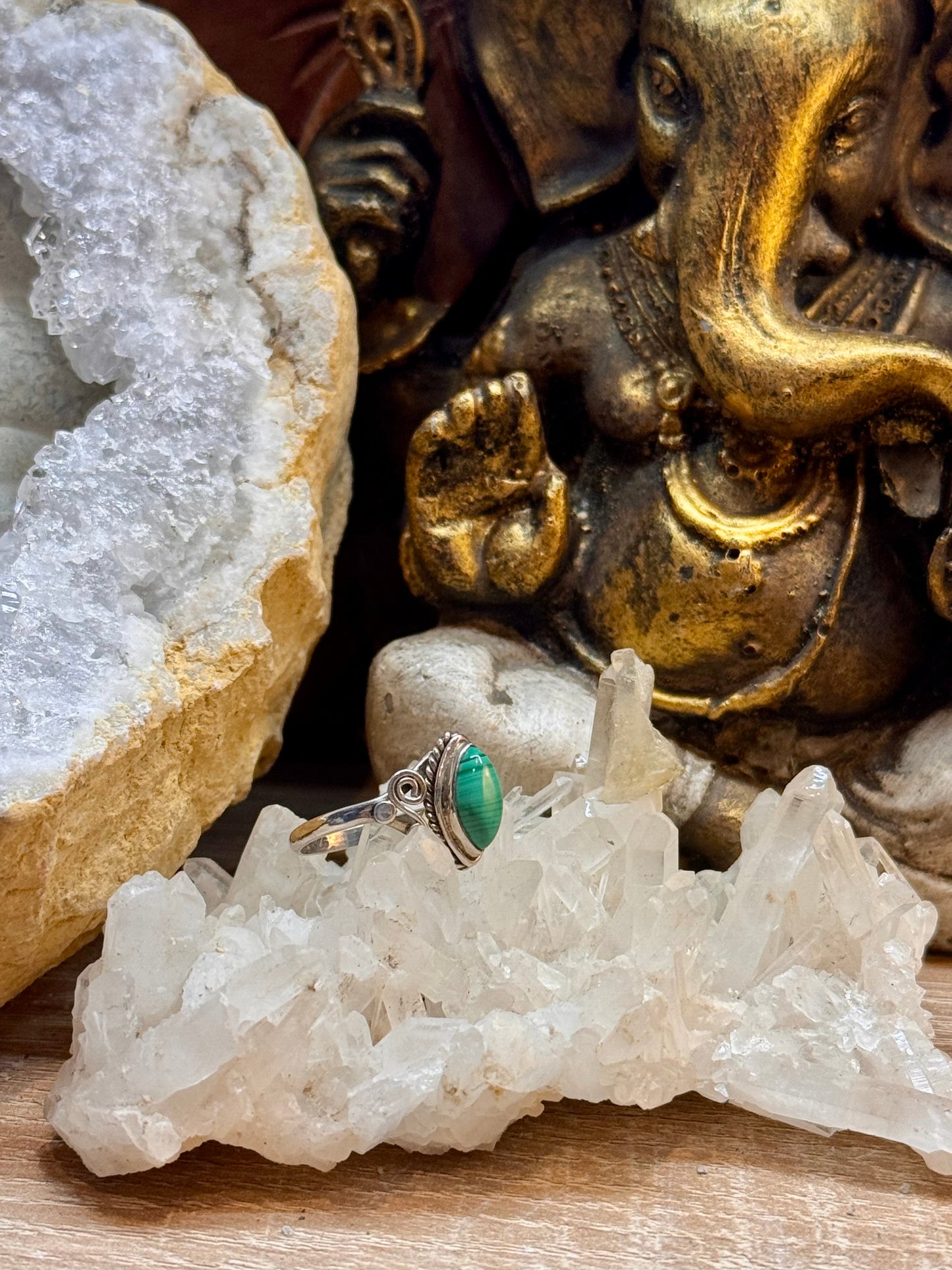Bague en argent 925 et malachite