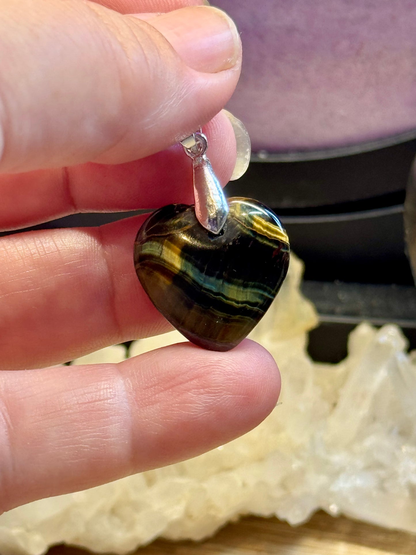 Pendentif Cœur Oeil de Tigre/Taureau 1