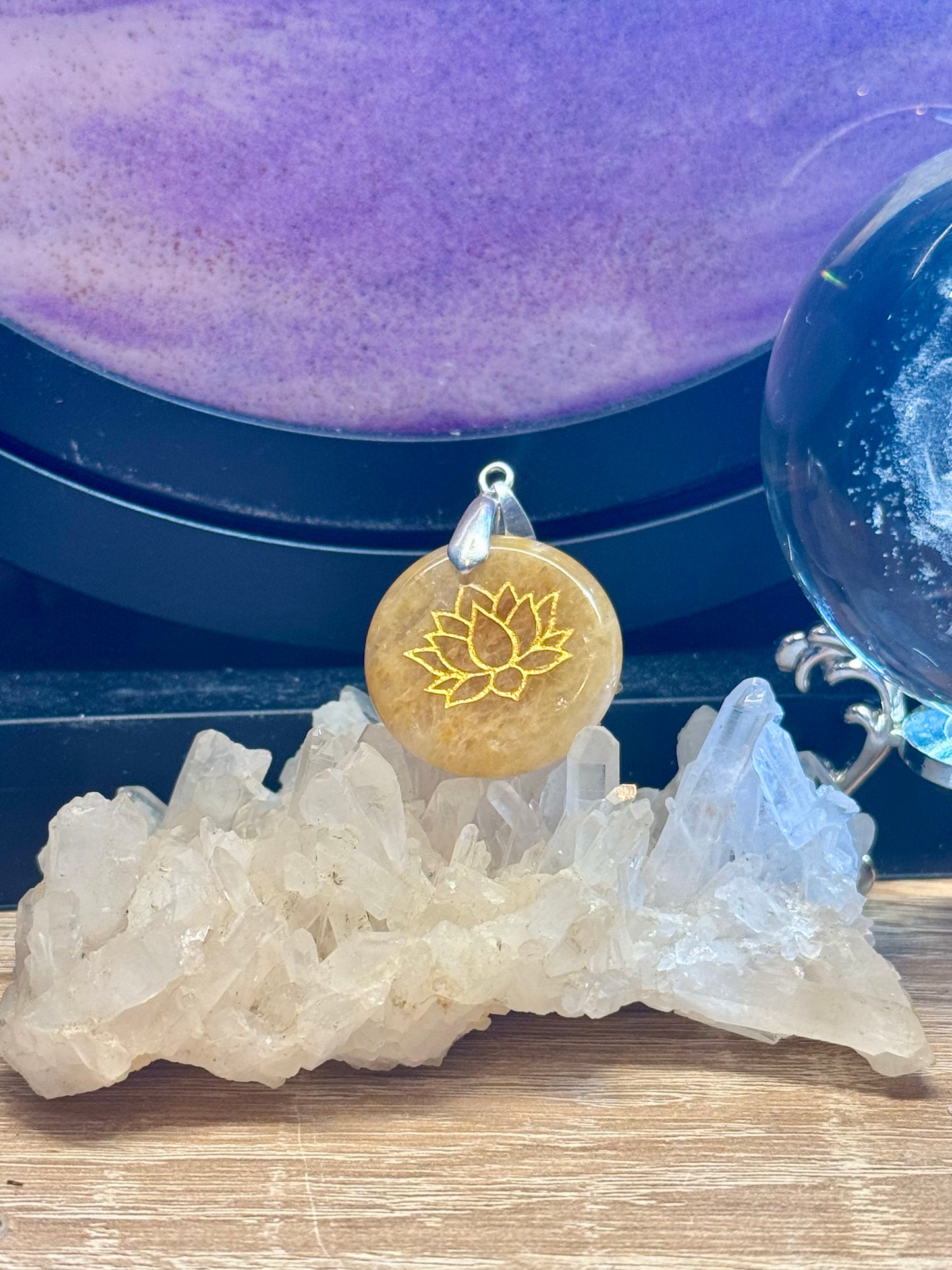 Pendentif en Aventurine Jaune et Sceau de Métatron