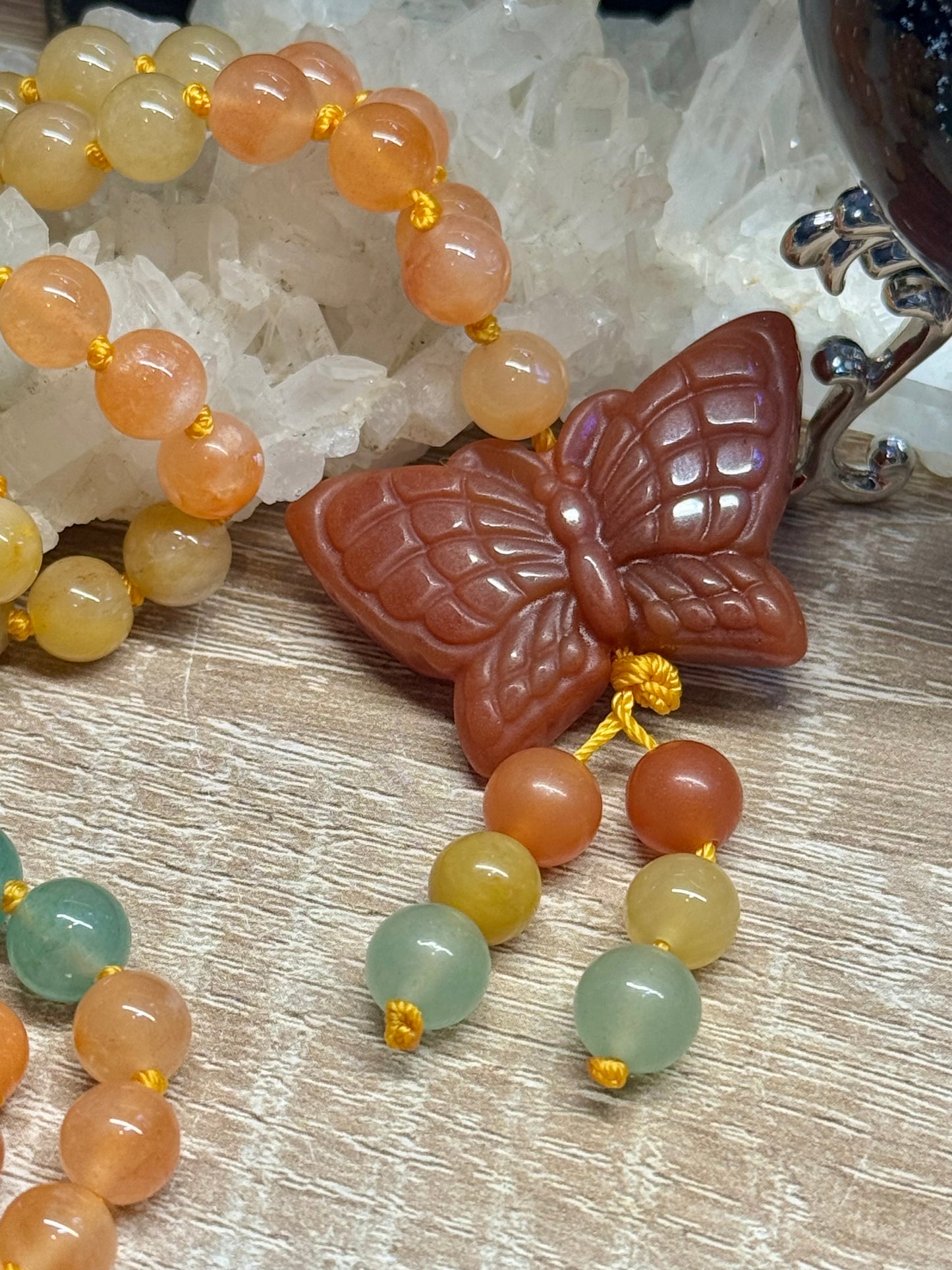 Collier en Aventurine Jaune, Orange et Verte