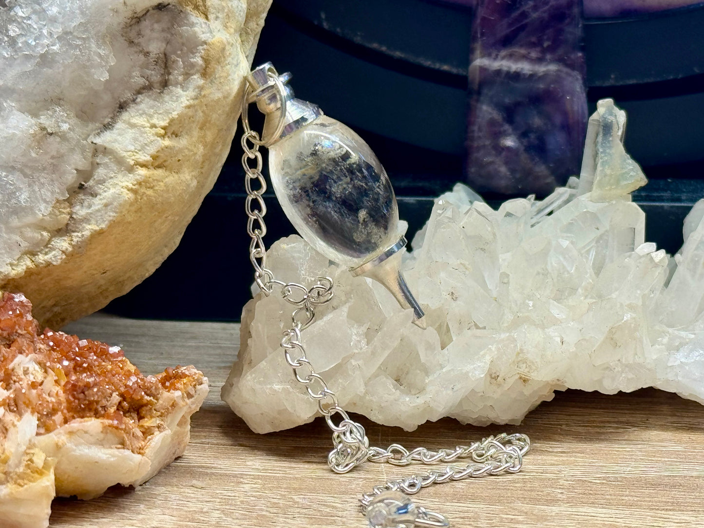 Pendule Shiva Lingam en Cristal de Roche