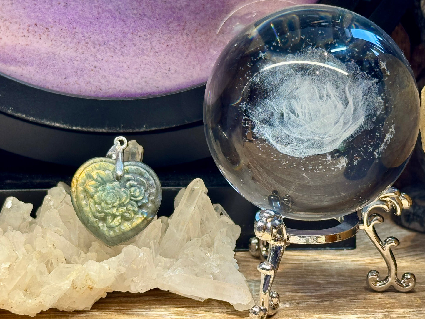 Pendentif en Labradorite Cœur Gravé