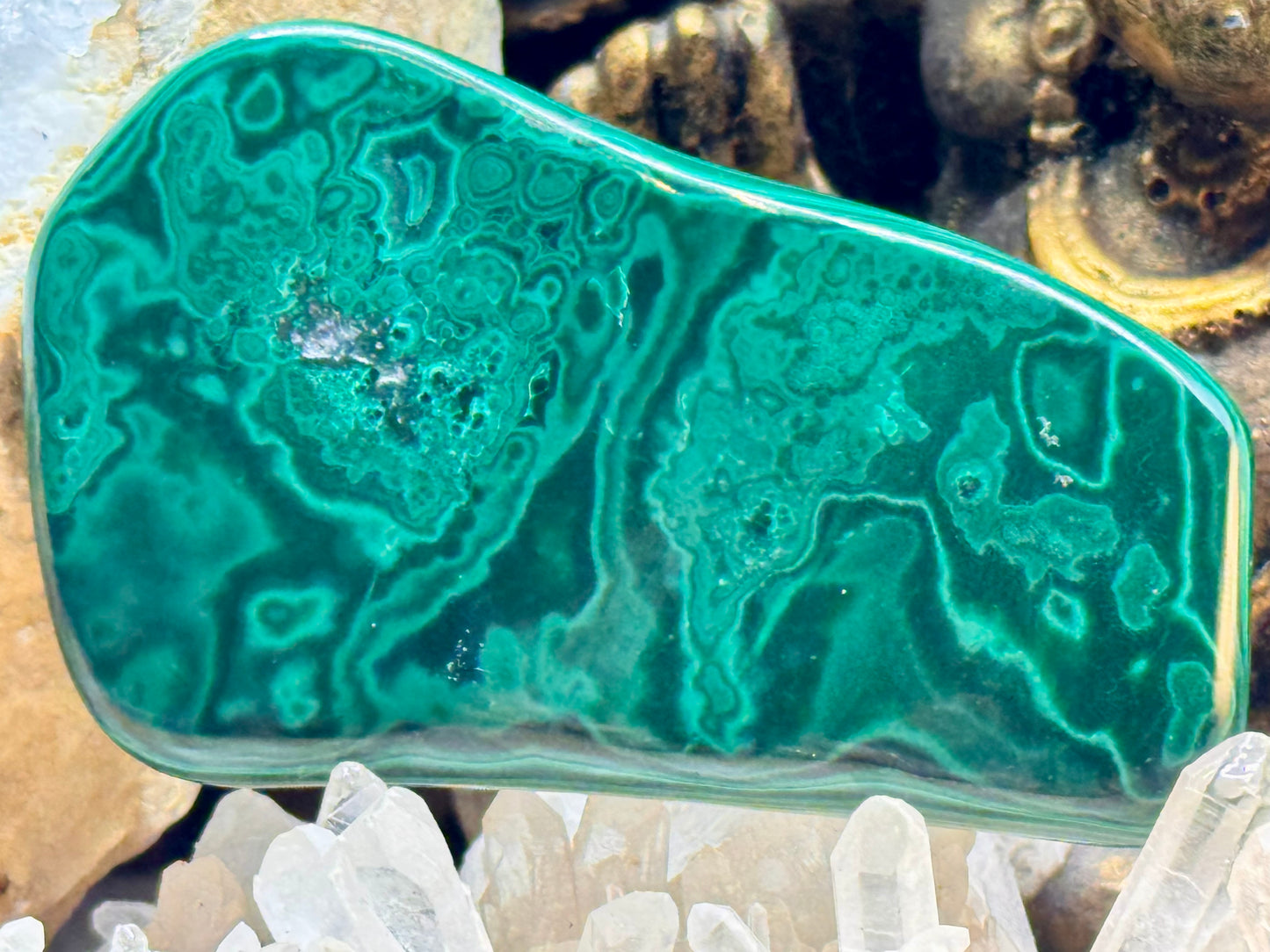 Plaque polie de malachite