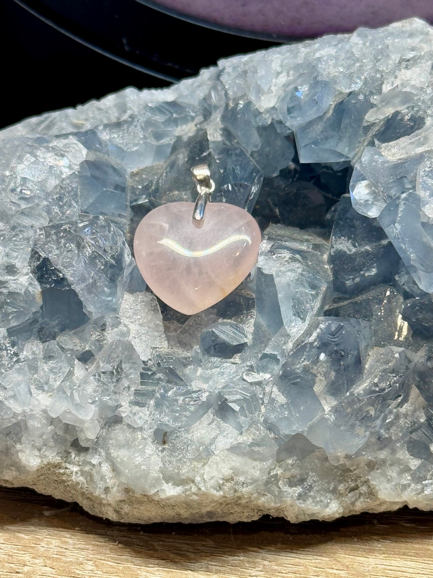 Pendentif Cœur en Quartz Rose
