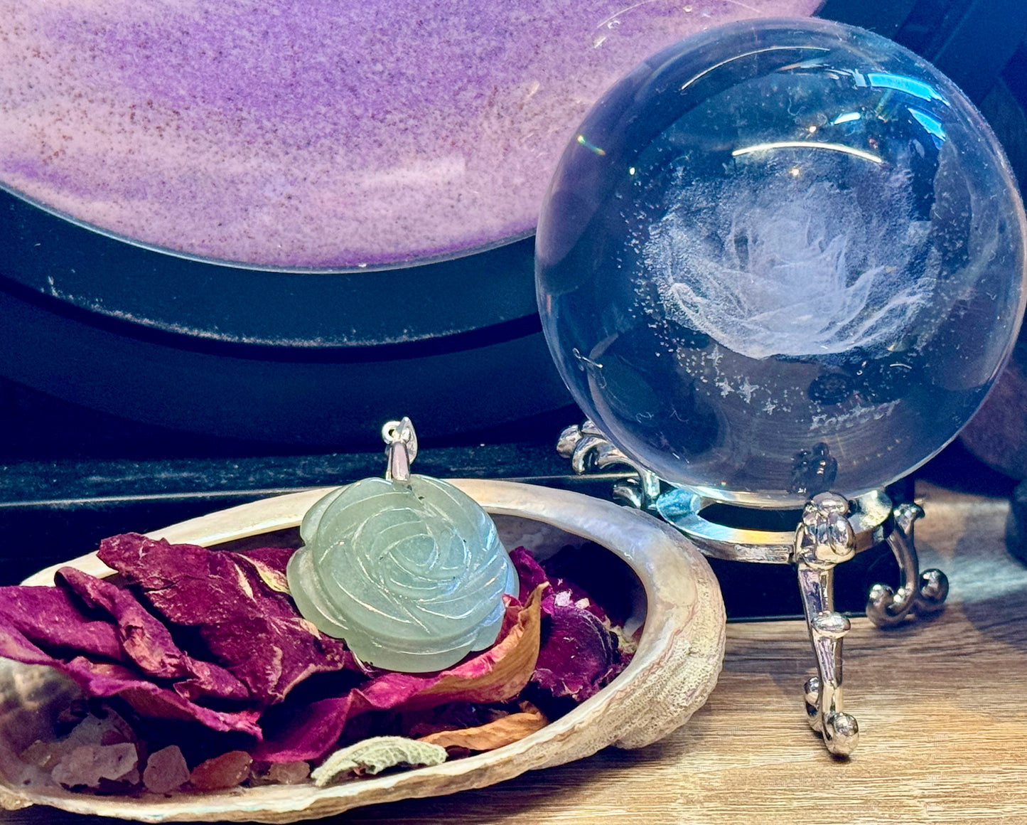 Pendentif de rose Aventurine verte