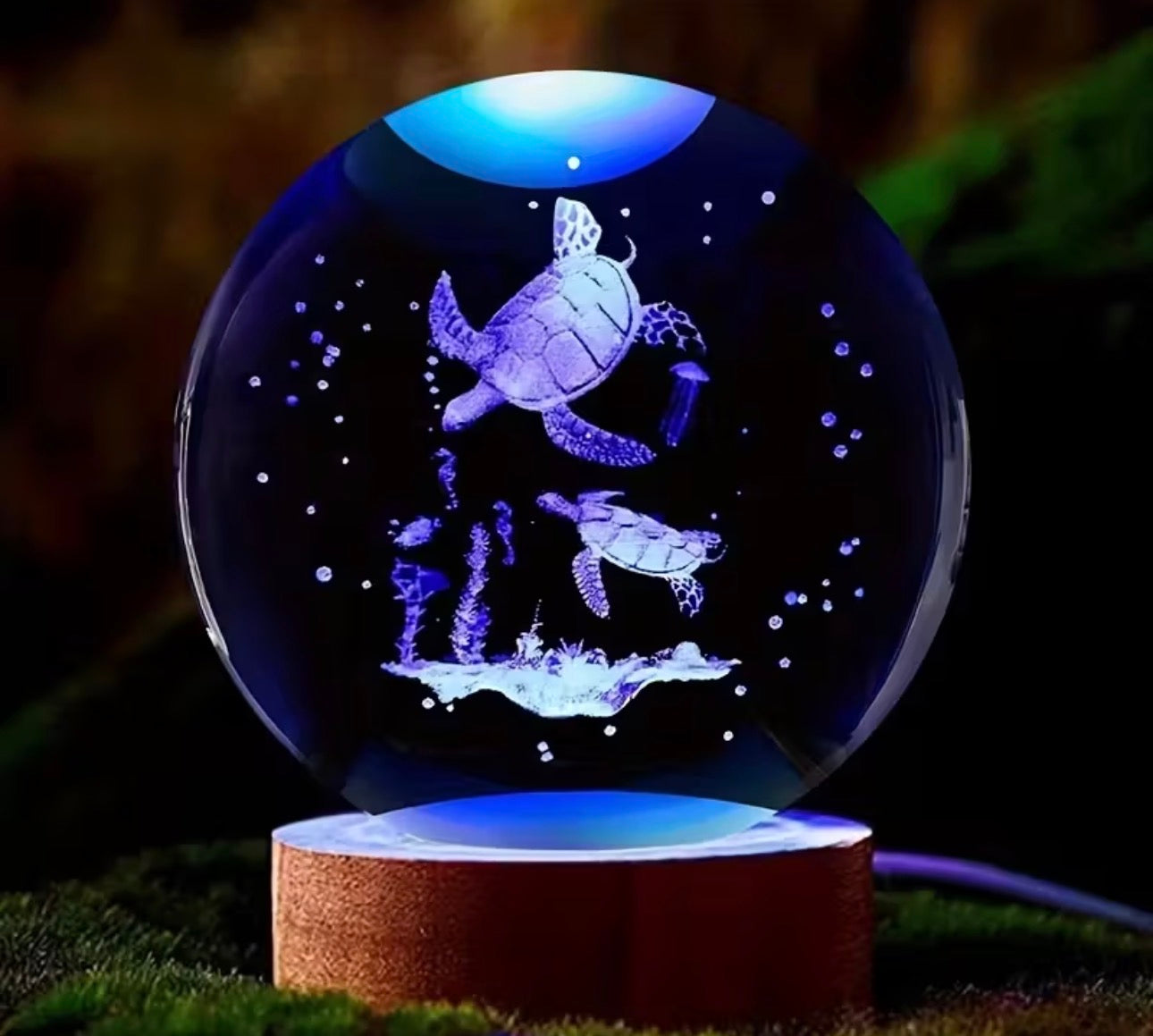 Boule de cristal avec tortues 3D