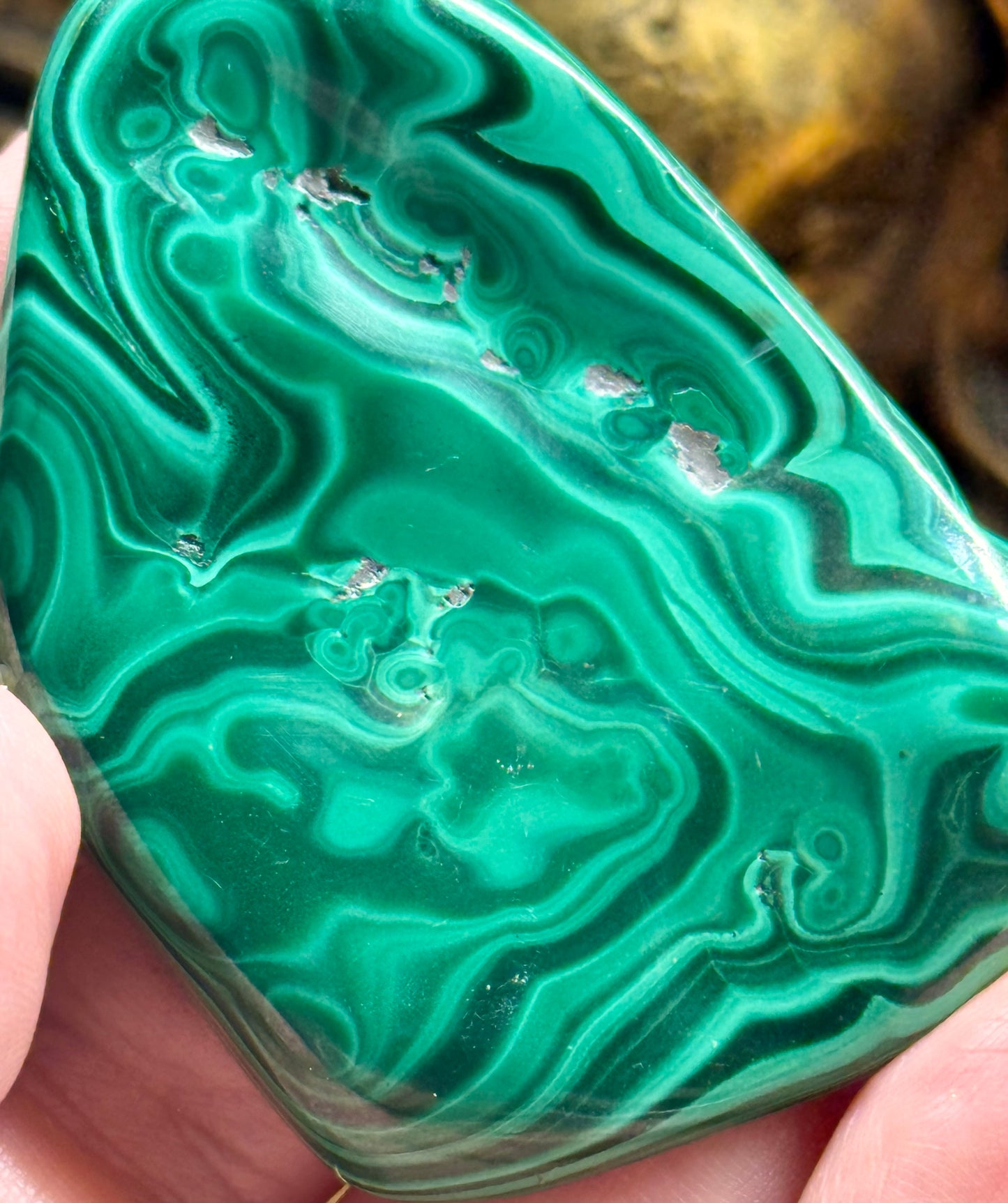 Plaque polie de malachite