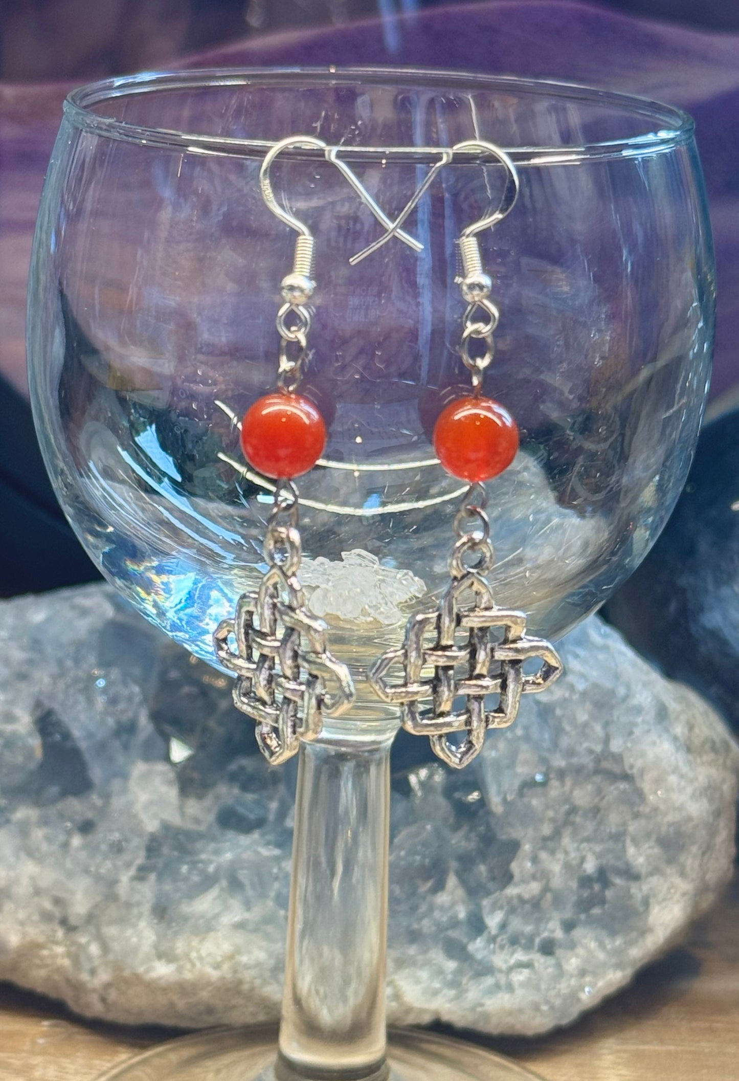 Boucles d’oreilles pendantes Cornaline