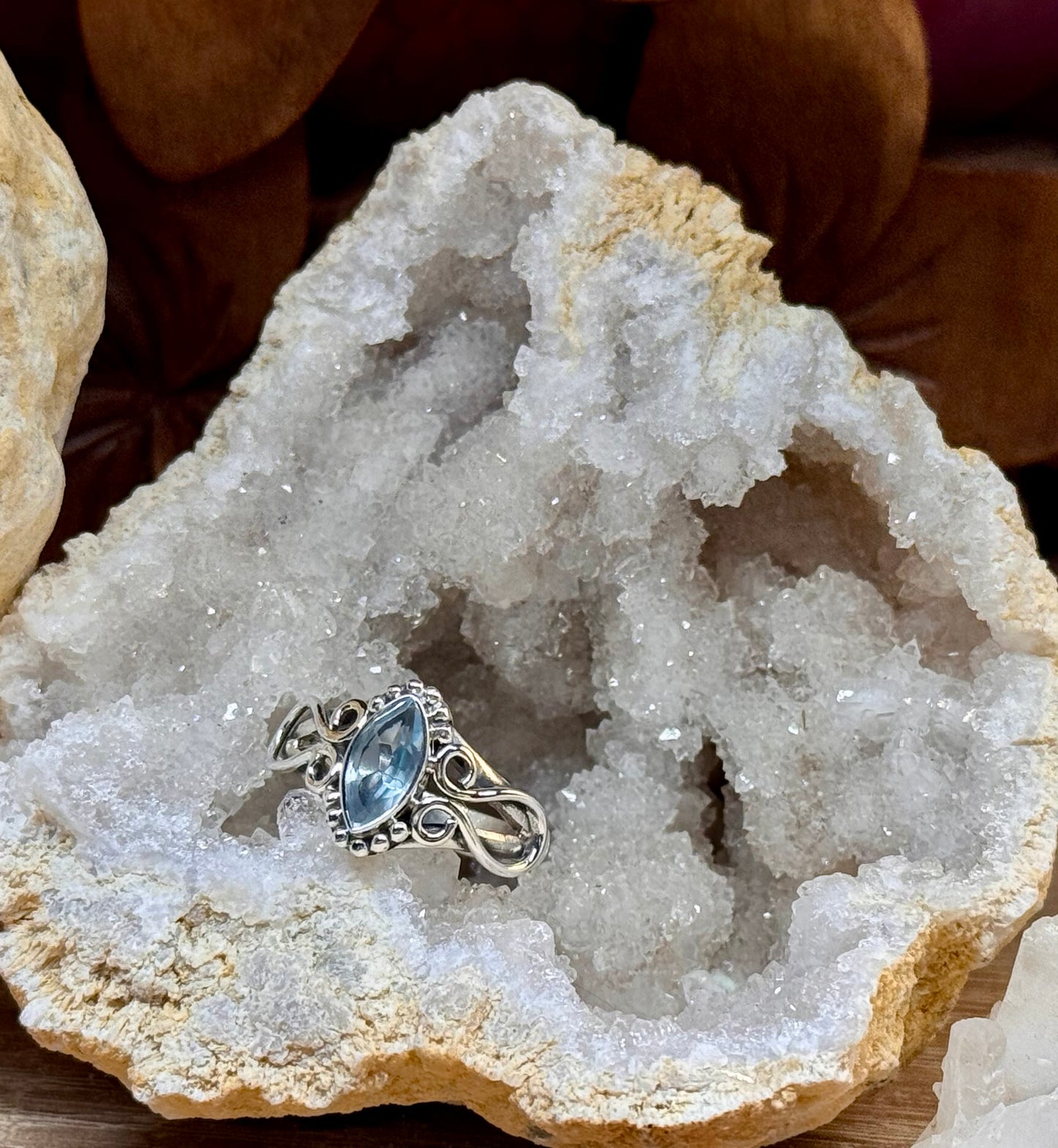 Bague en argent 925 Topaze bleue