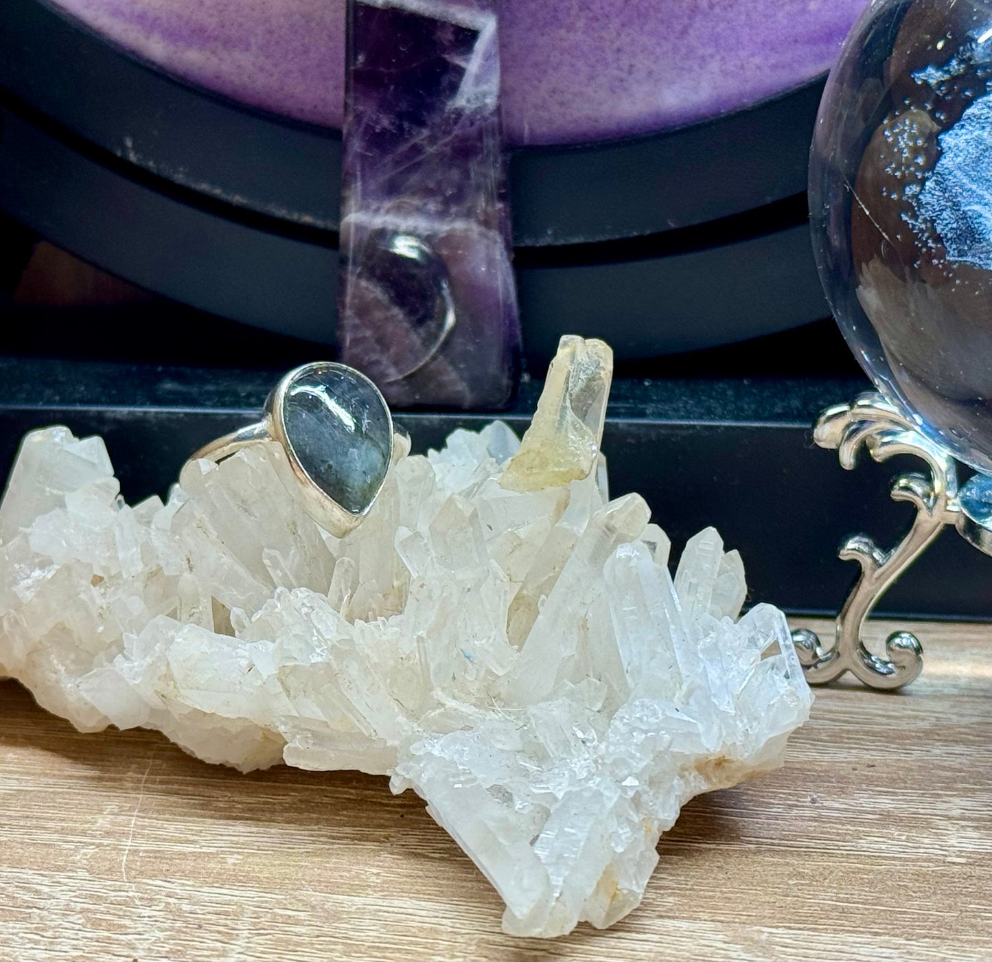 Bague Labradorite goutte T54