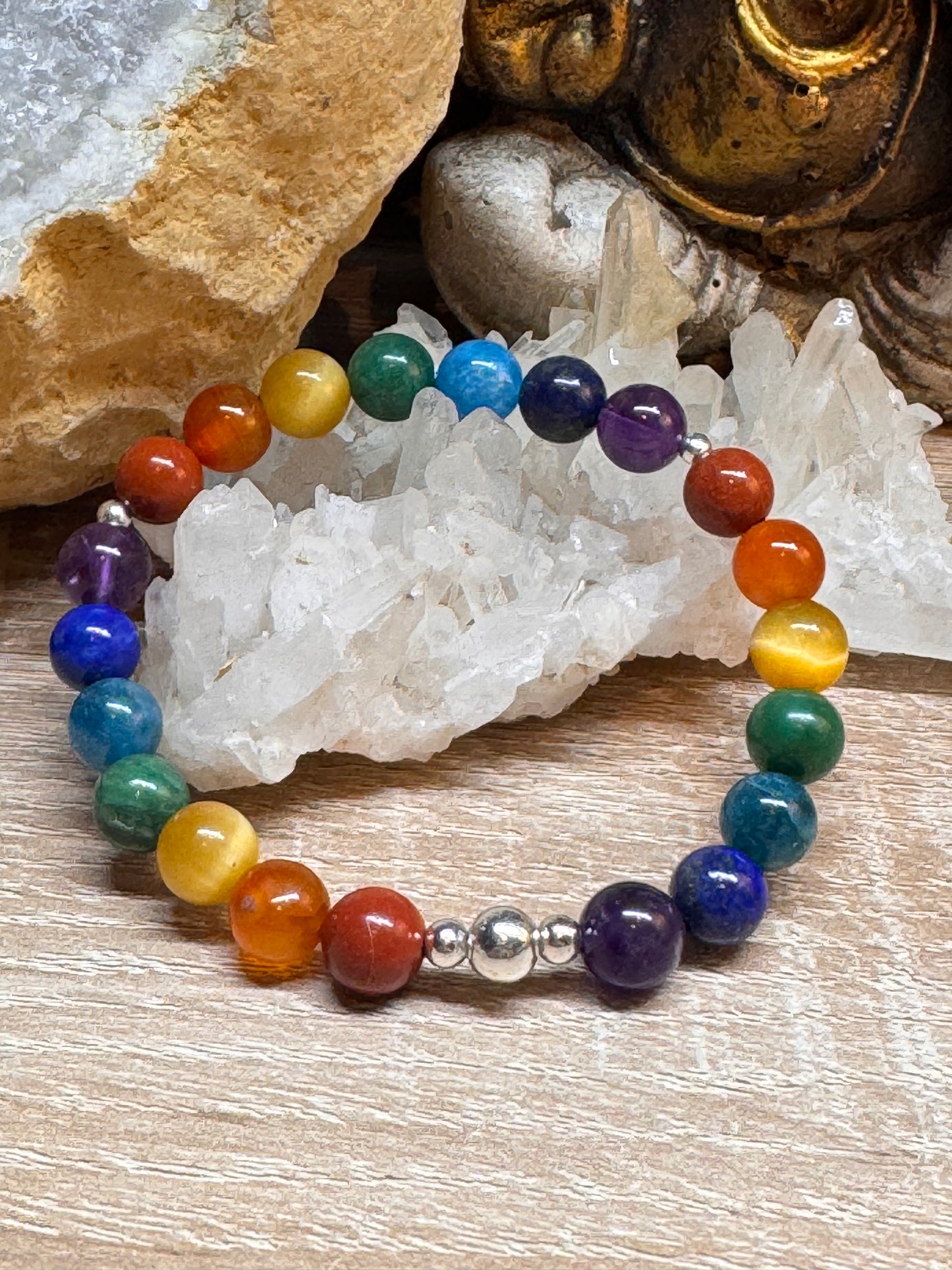 Bracelet 7 chakras perles 6 ou 8mm