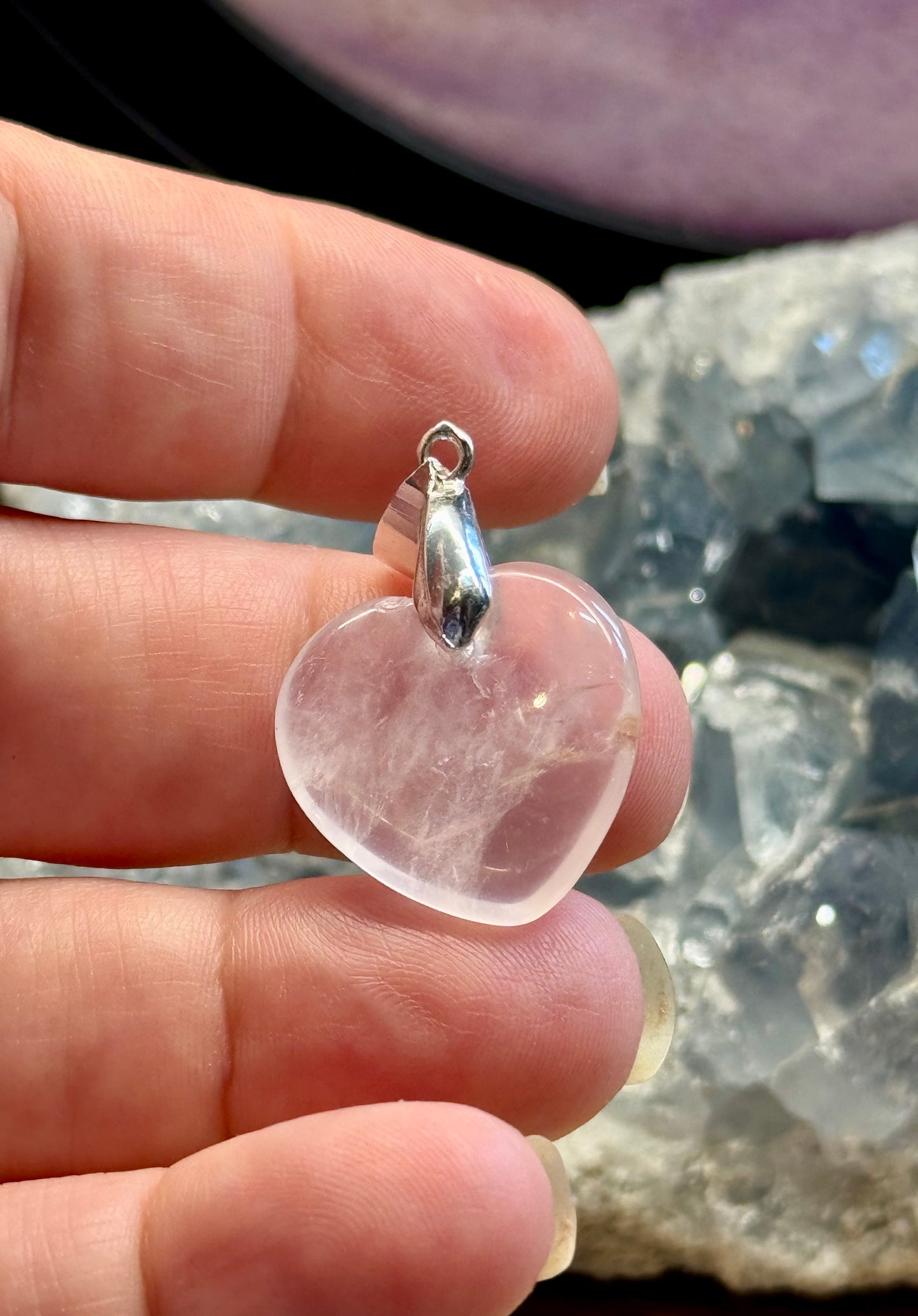 Pendentif cœur en Quartz Rose