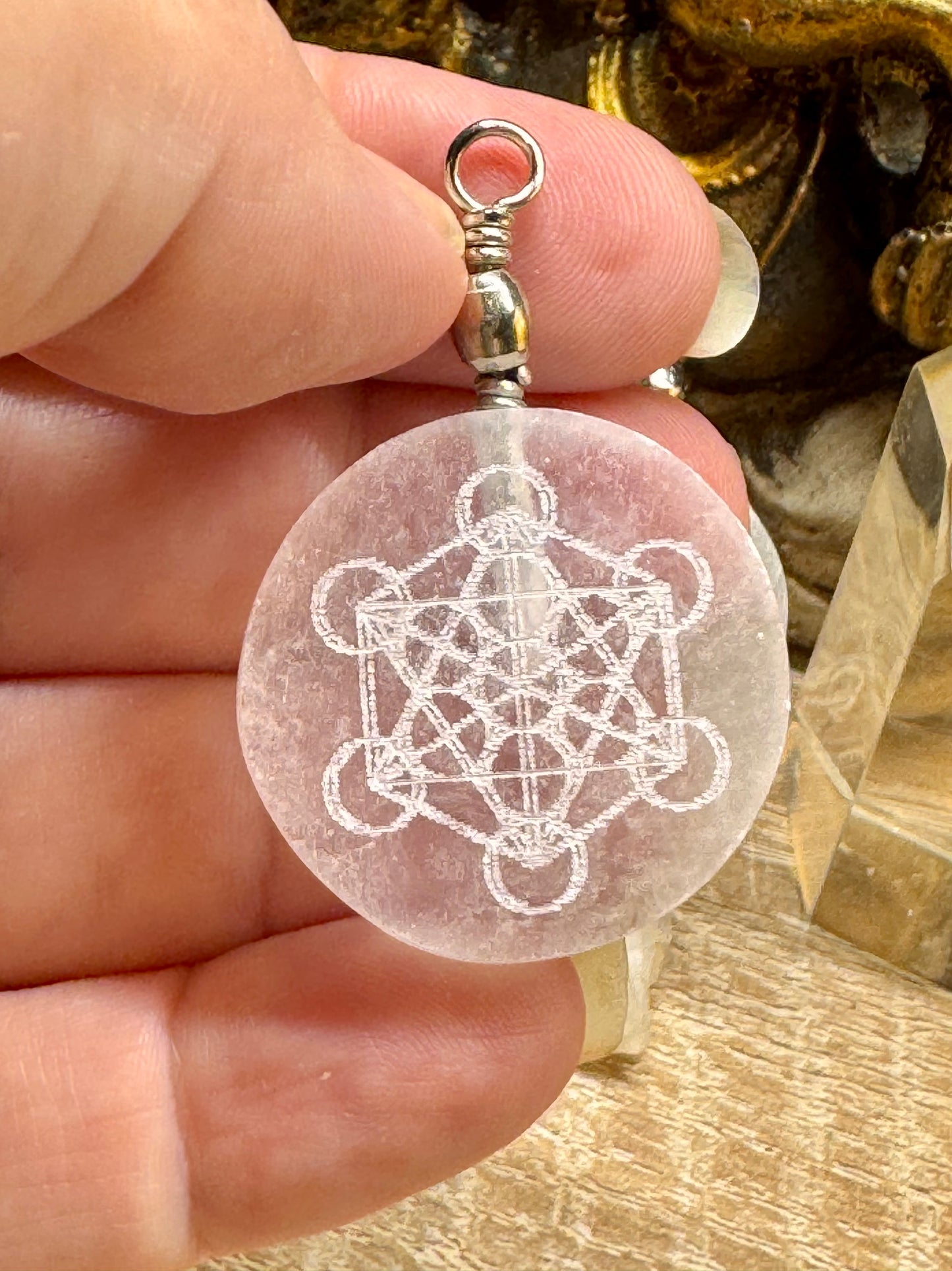 Pendentif sélénite Métatron