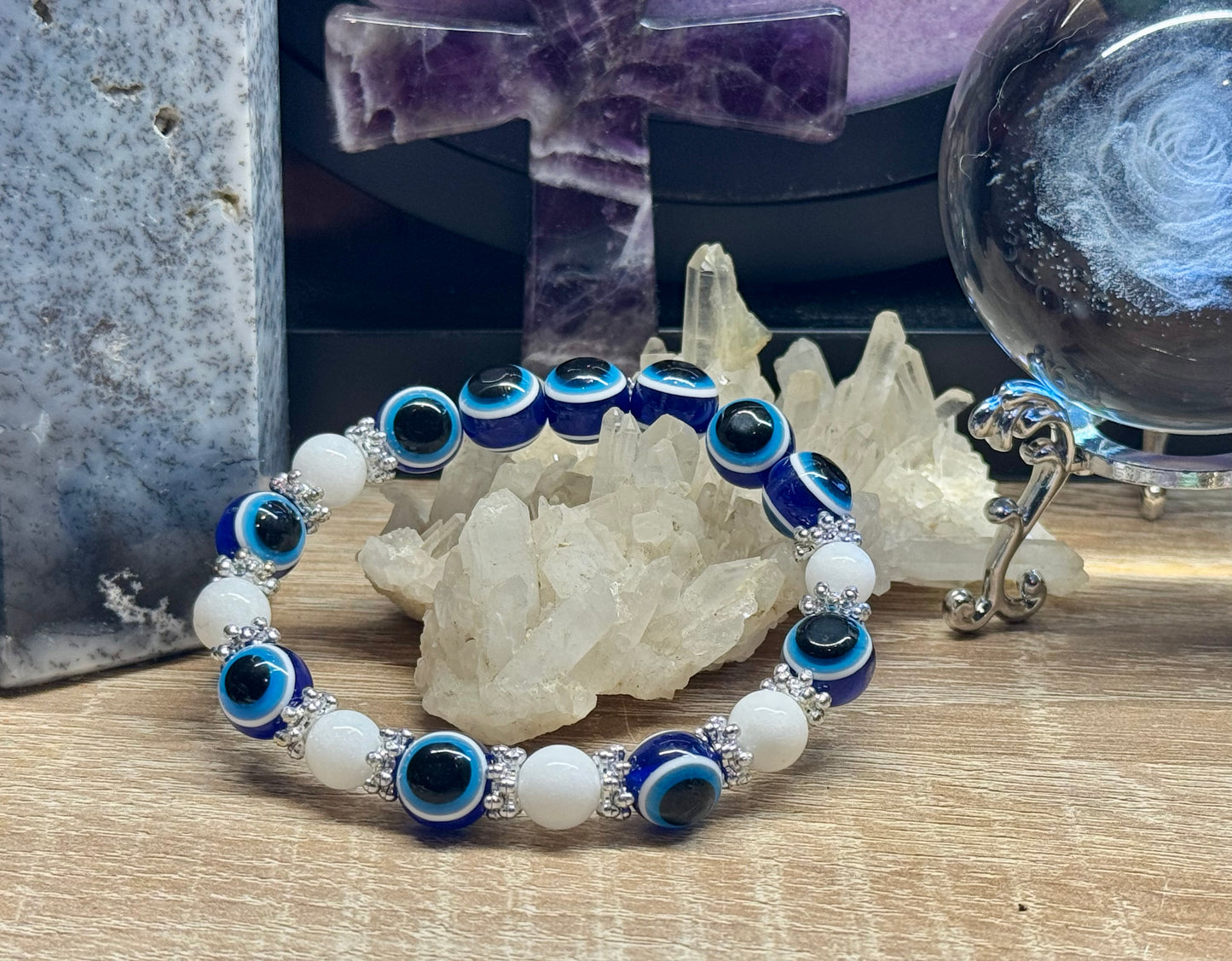 Bracelet de protection Oeil Grec et Quartzite