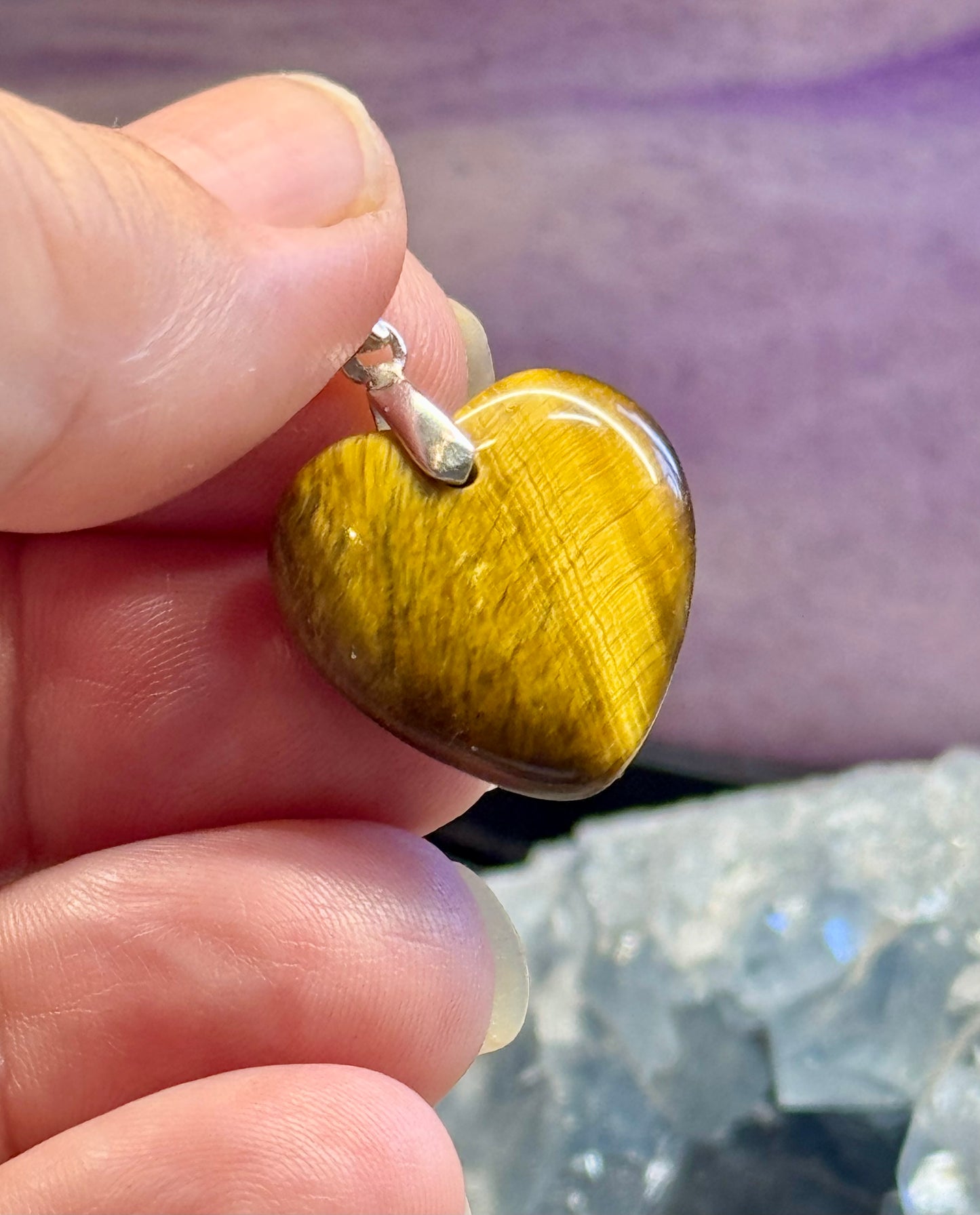 Pendentif Cœur en Oeil de Tigre - 3