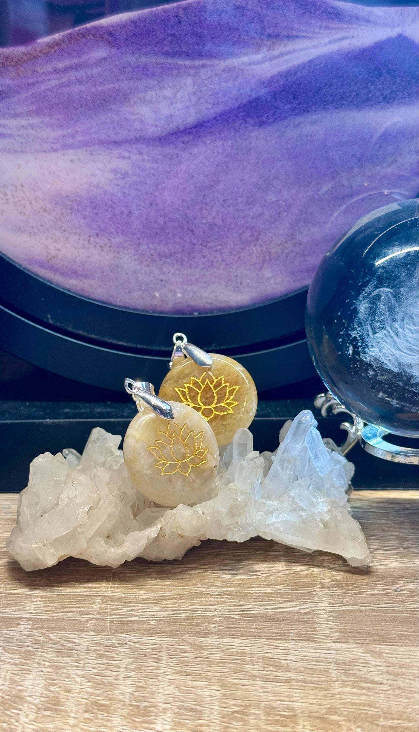 Pendentif en Aventurine Jaune et Sceau de Métatron