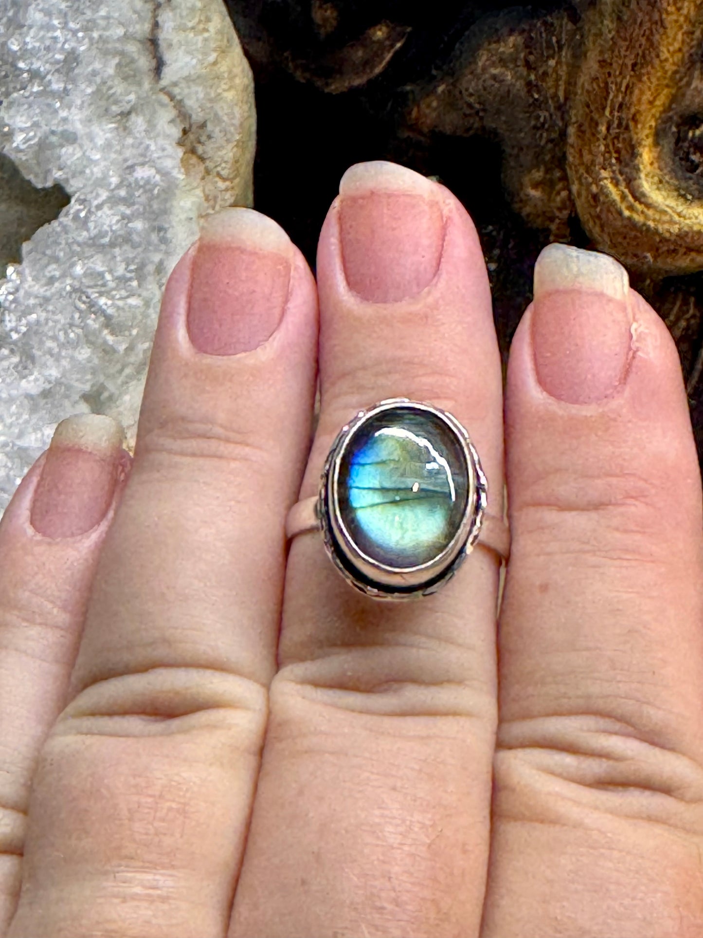Bague Labradorite T52