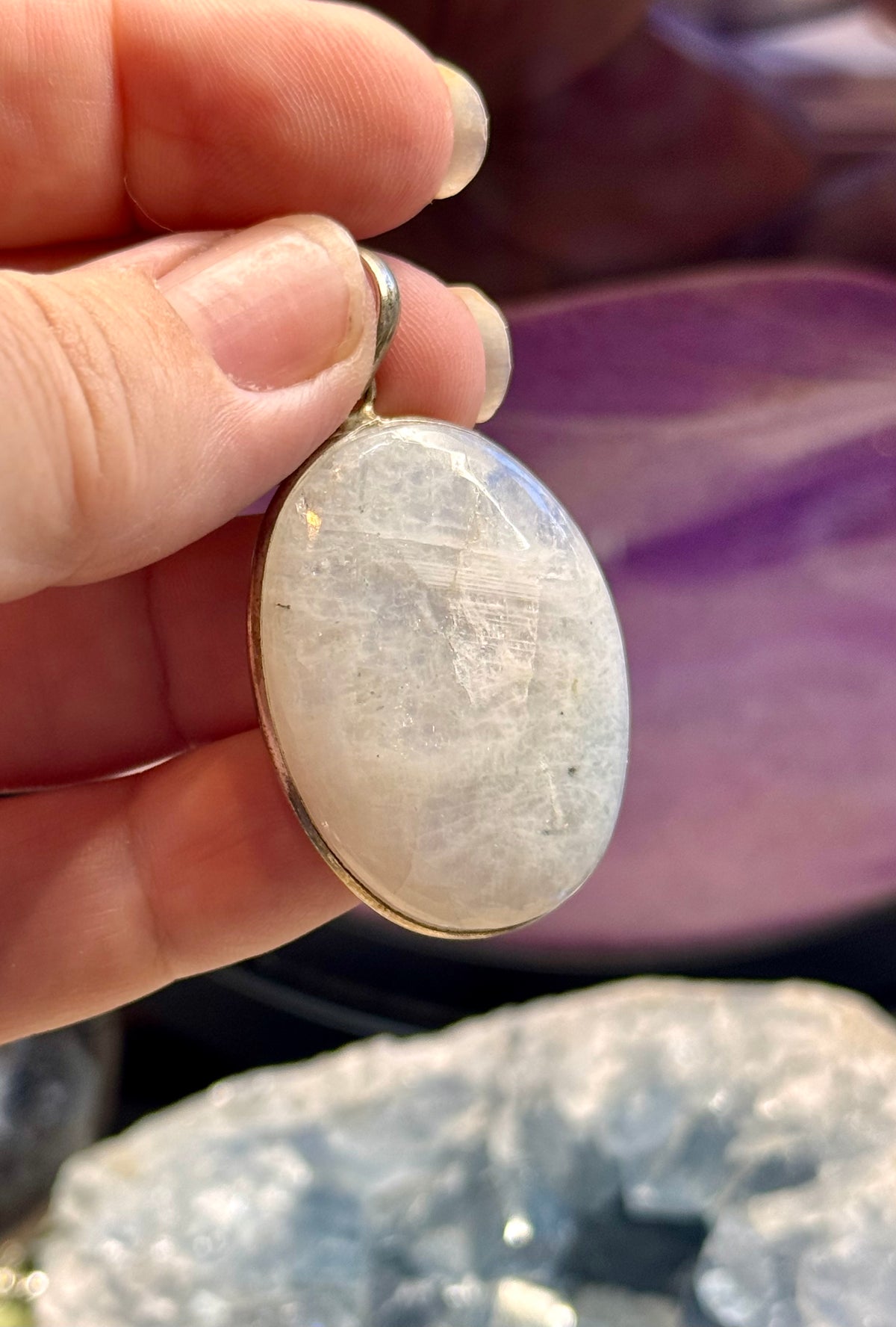 Pendentif de Péristérite cerclé
