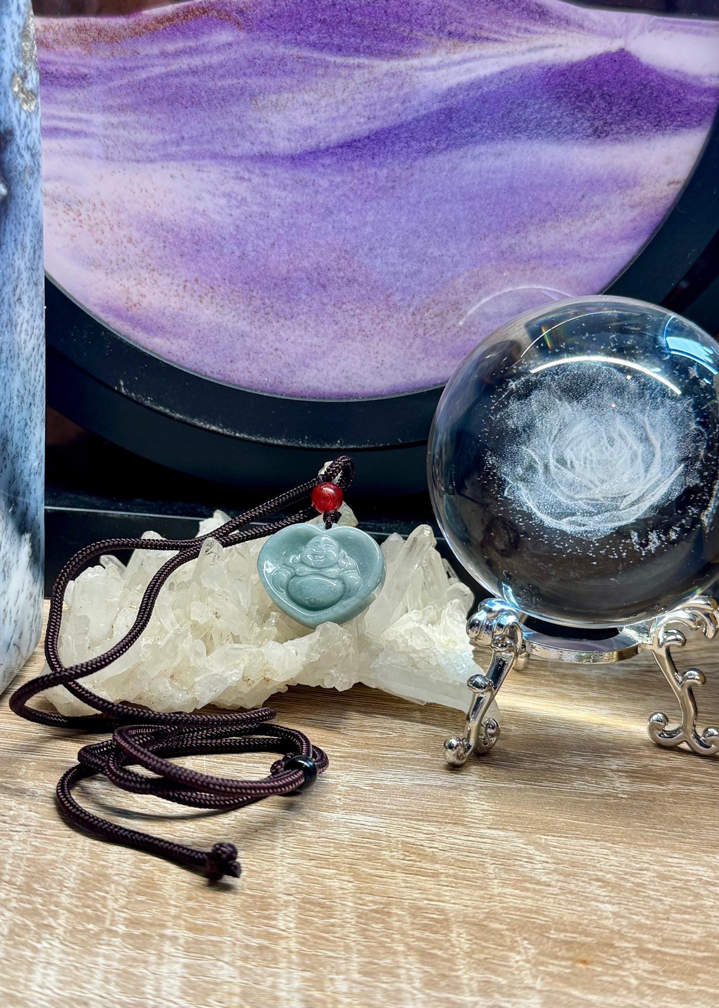 Collier de Jade Bouddha Rieur en cœur