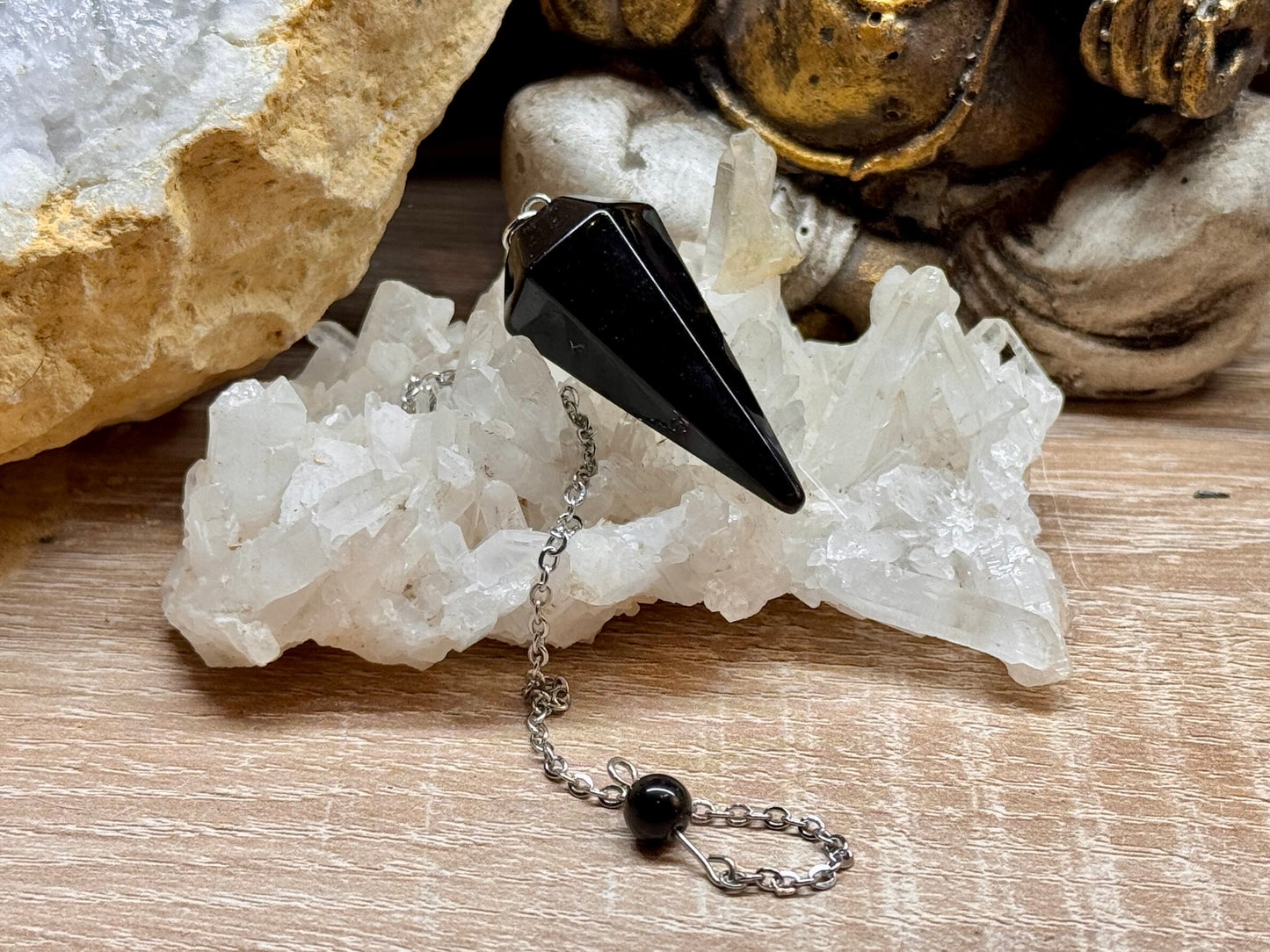 Pendule conique en Obsidienne noire