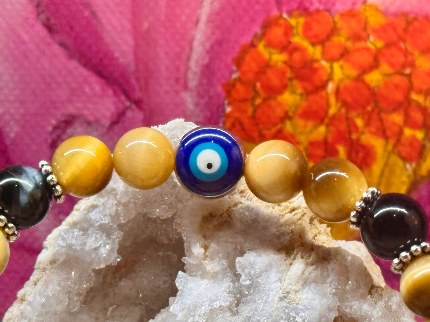 Bracelet de protection œil de tigre et œil de faucon