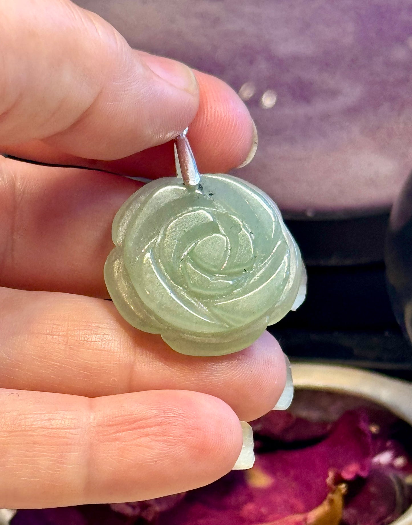 Pendentif de rose Aventurine verte