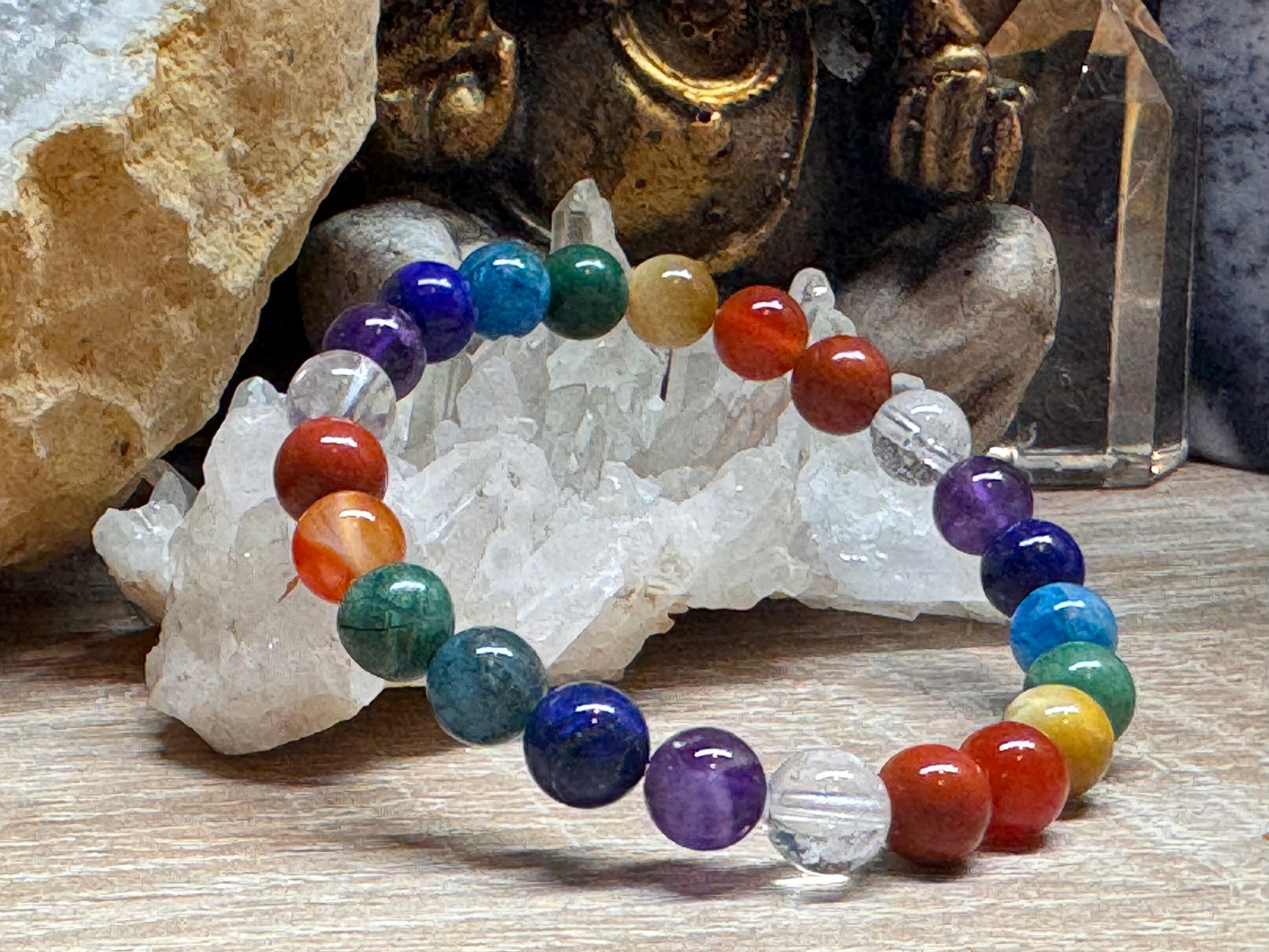 Bracelet 7 chakras perles 6 ou 8mm