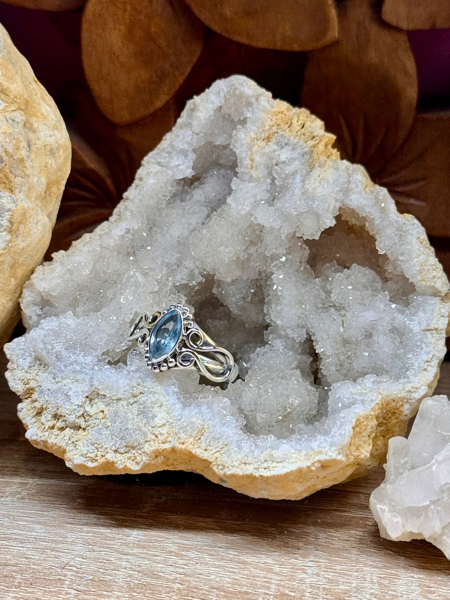 Bague en argent 925 Topaze bleue