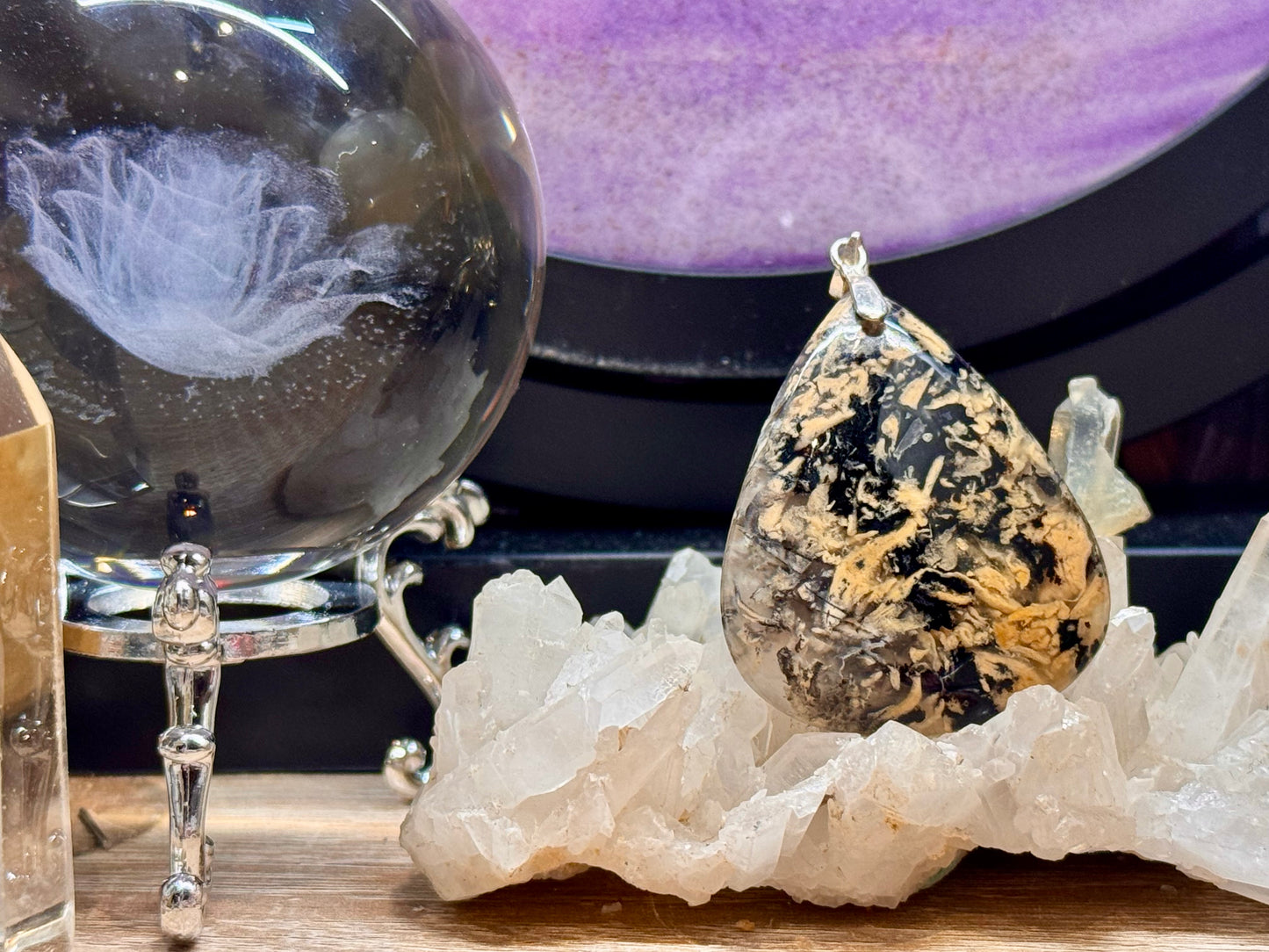 Pendentif d’agate dendrite de tigre