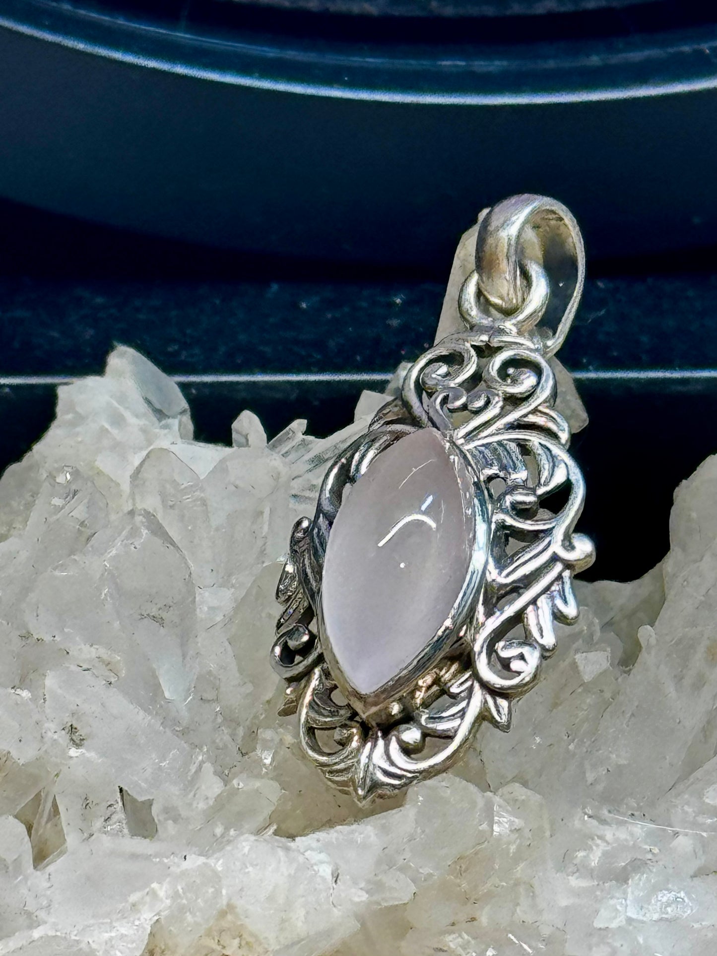 Pendentif Quartz Rose en argent