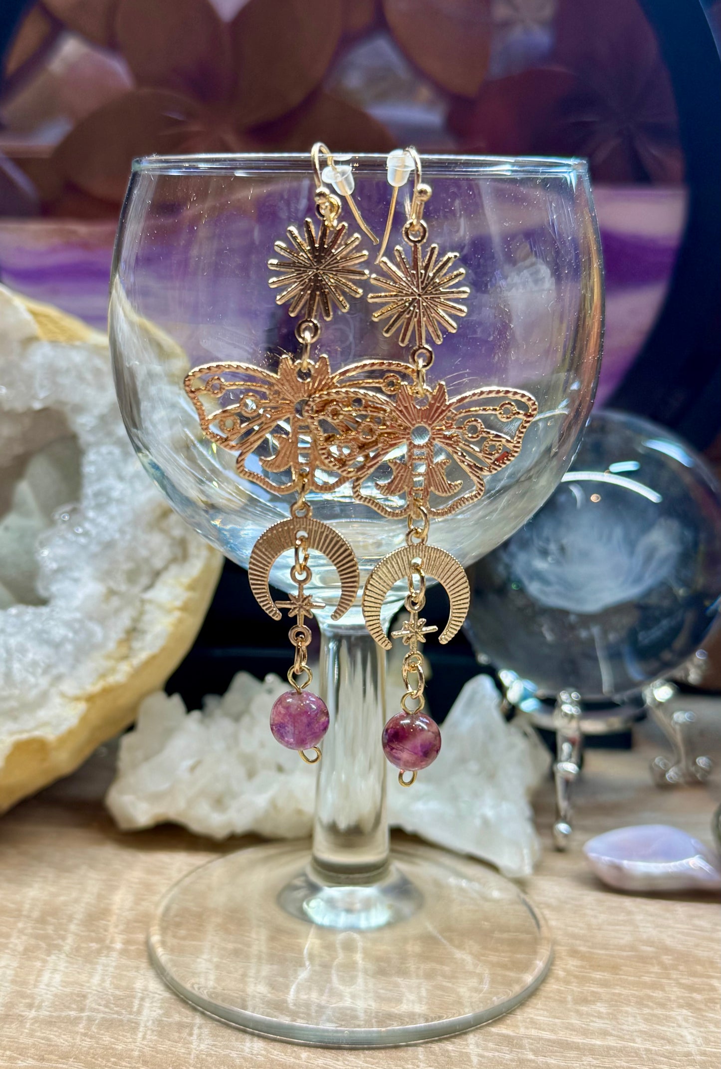 Boucles d’oreilles dorées Fluorine