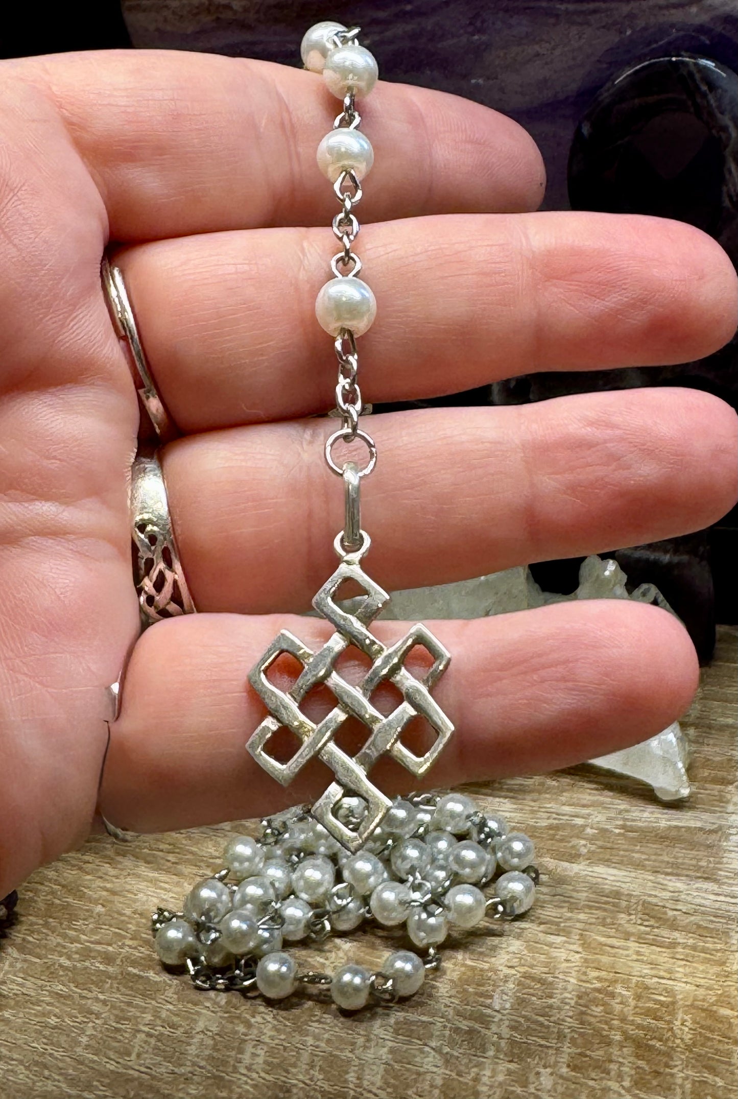 Rosaire avec perles blanches