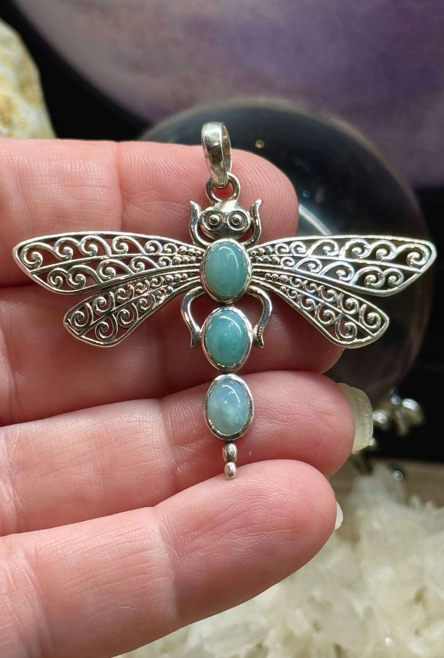 Pendentif papillon Aigue Marine