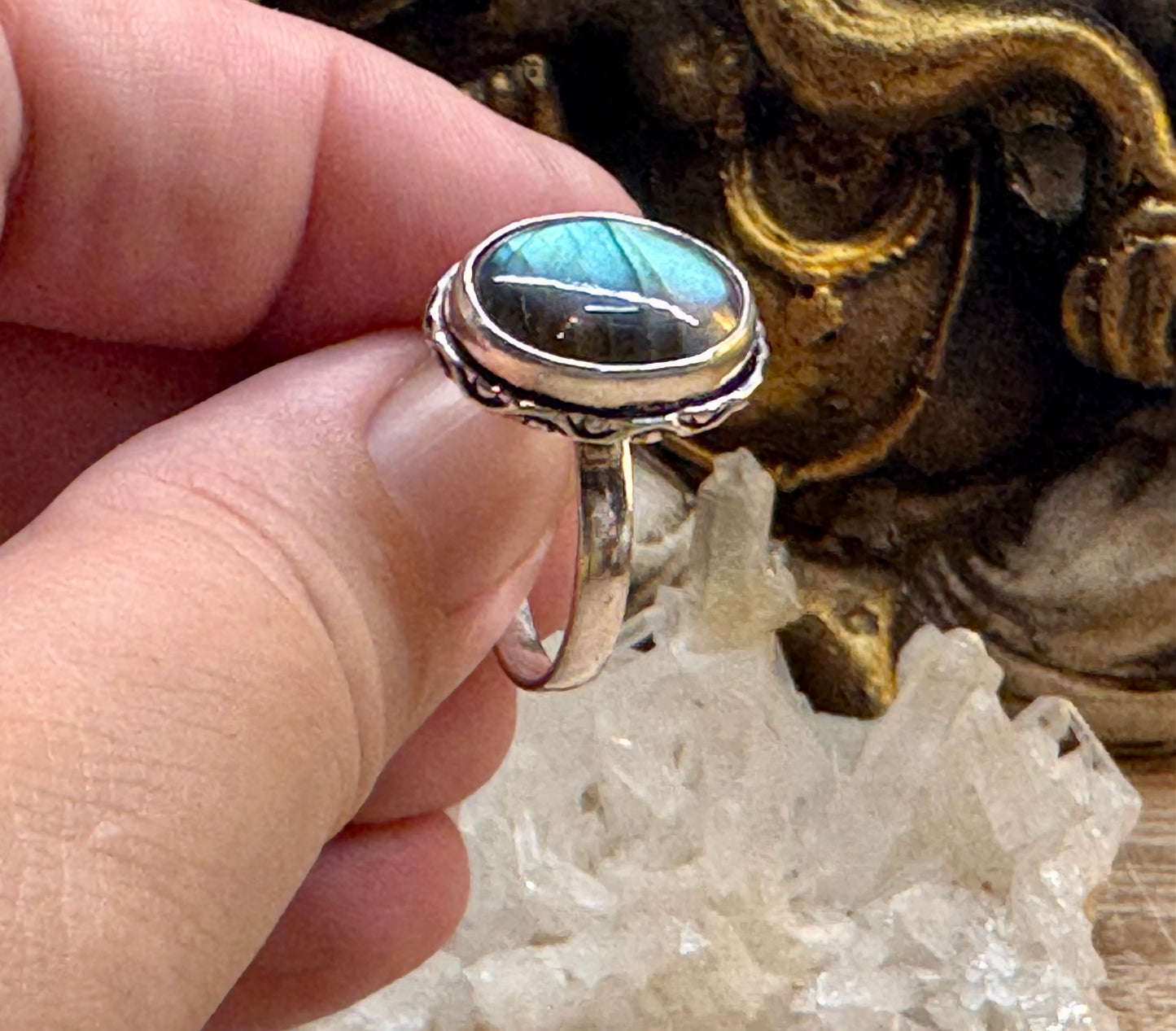 Bague Labradorite T52