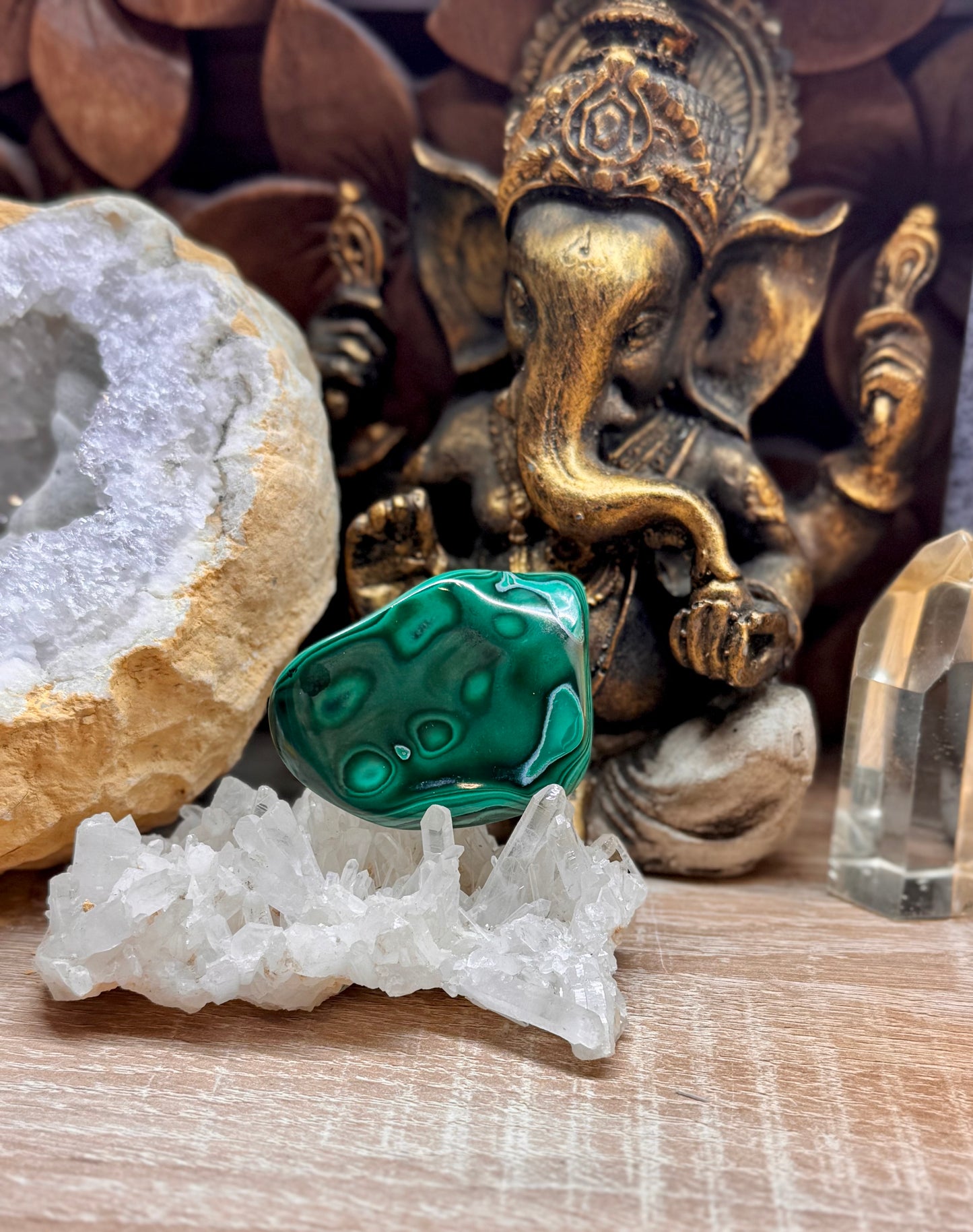 Plaque polie de malachite