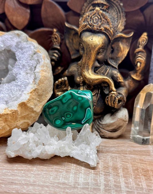 Plaque polie de malachite