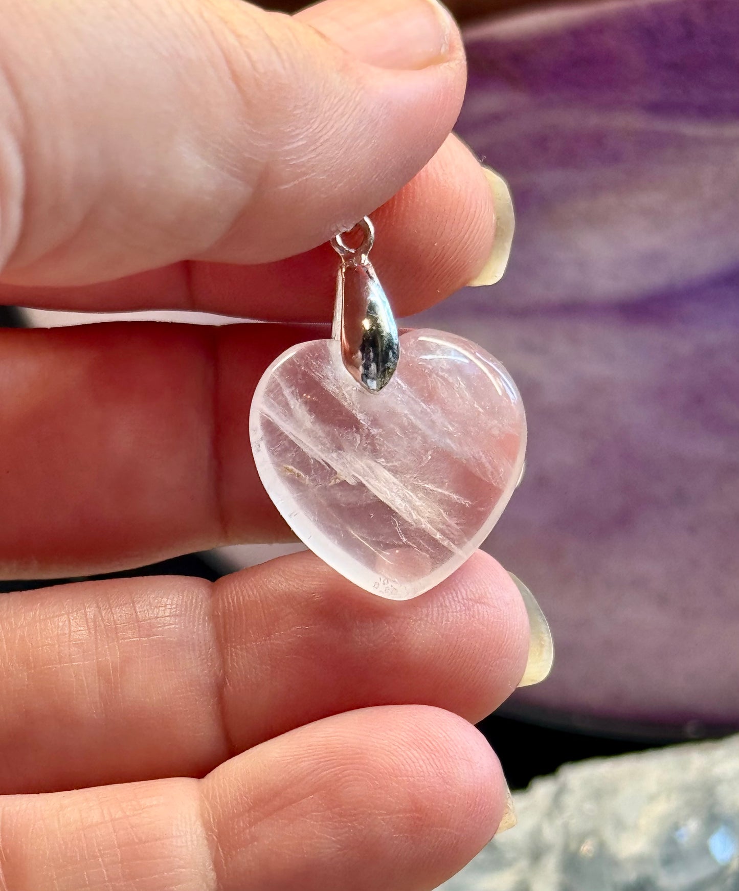 Pendentif cœur en Quartz Rose