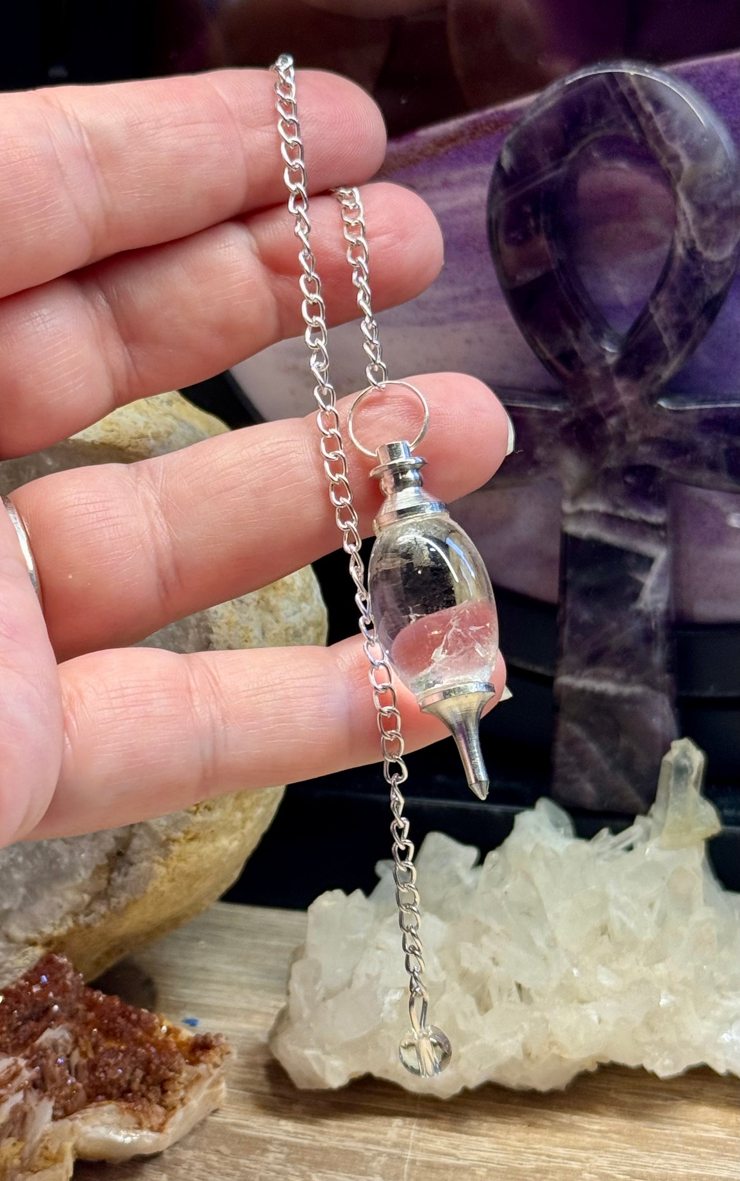 Pendule Shiva Lingam en Cristal de Roche